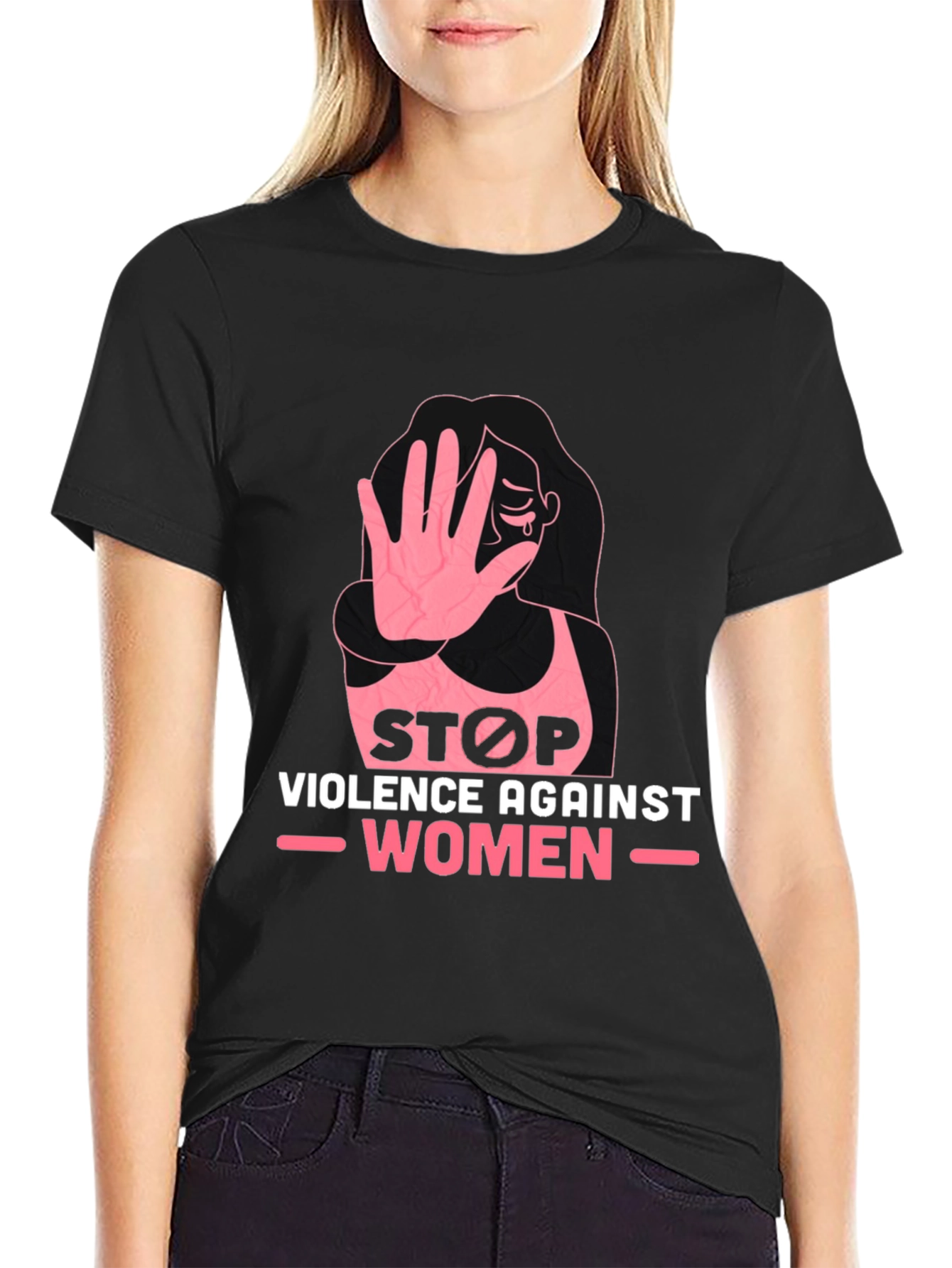 Stop Violence Against Women Black T-Shirt
