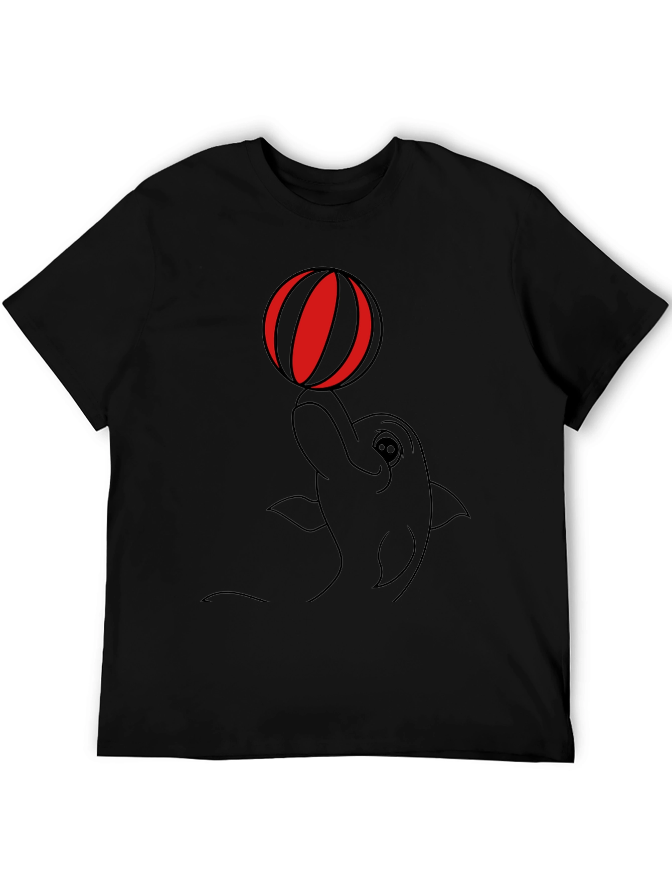 Dolphin & Ball Graphic Tee - Casual Black T-Shirt