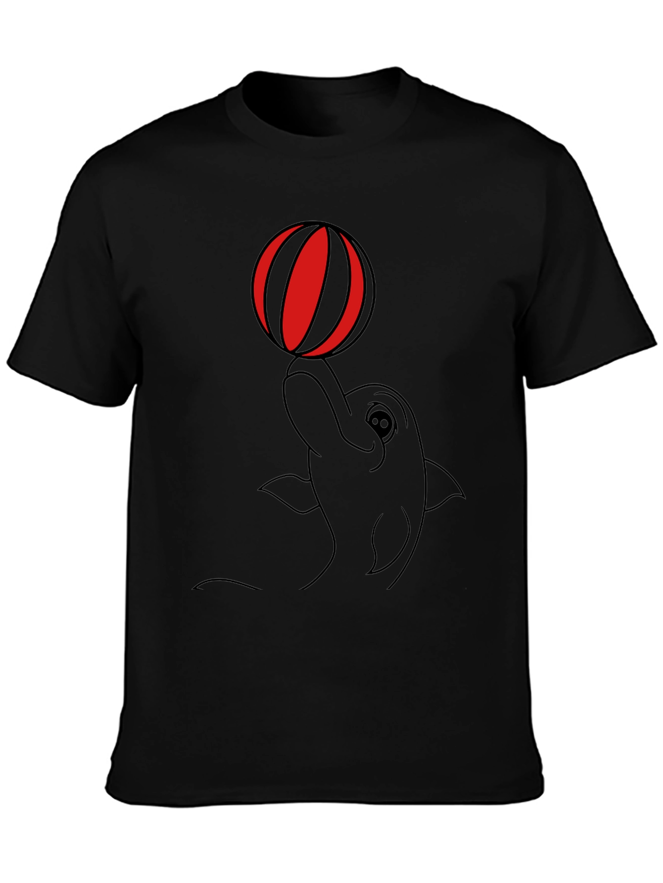 Dolphin & Ball Graphic Tee - Casual Black T-Shirt