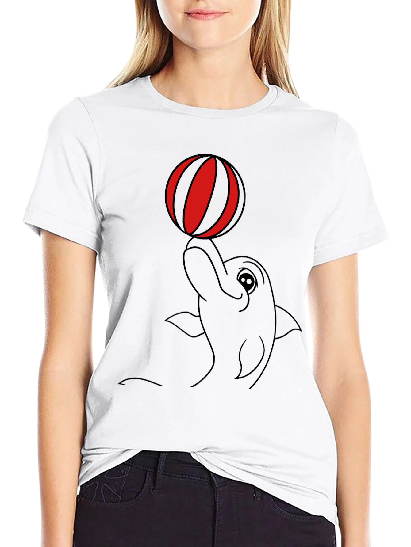 Dolphin & Ball Graphic Tee - Casual Black T-Shirt