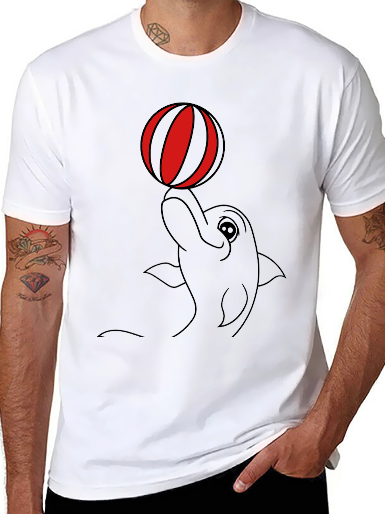 Dolphin & Ball Graphic Tee - Casual Black T-Shirt