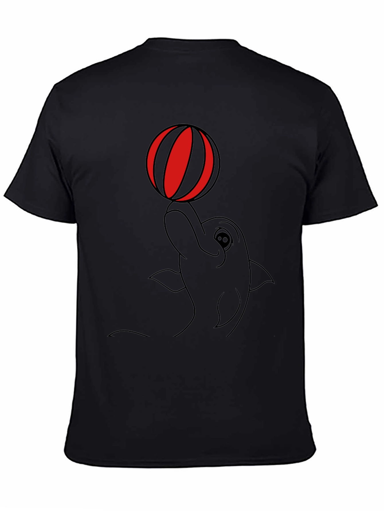 Dolphin & Ball Graphic Tee - Casual Black T-Shirt