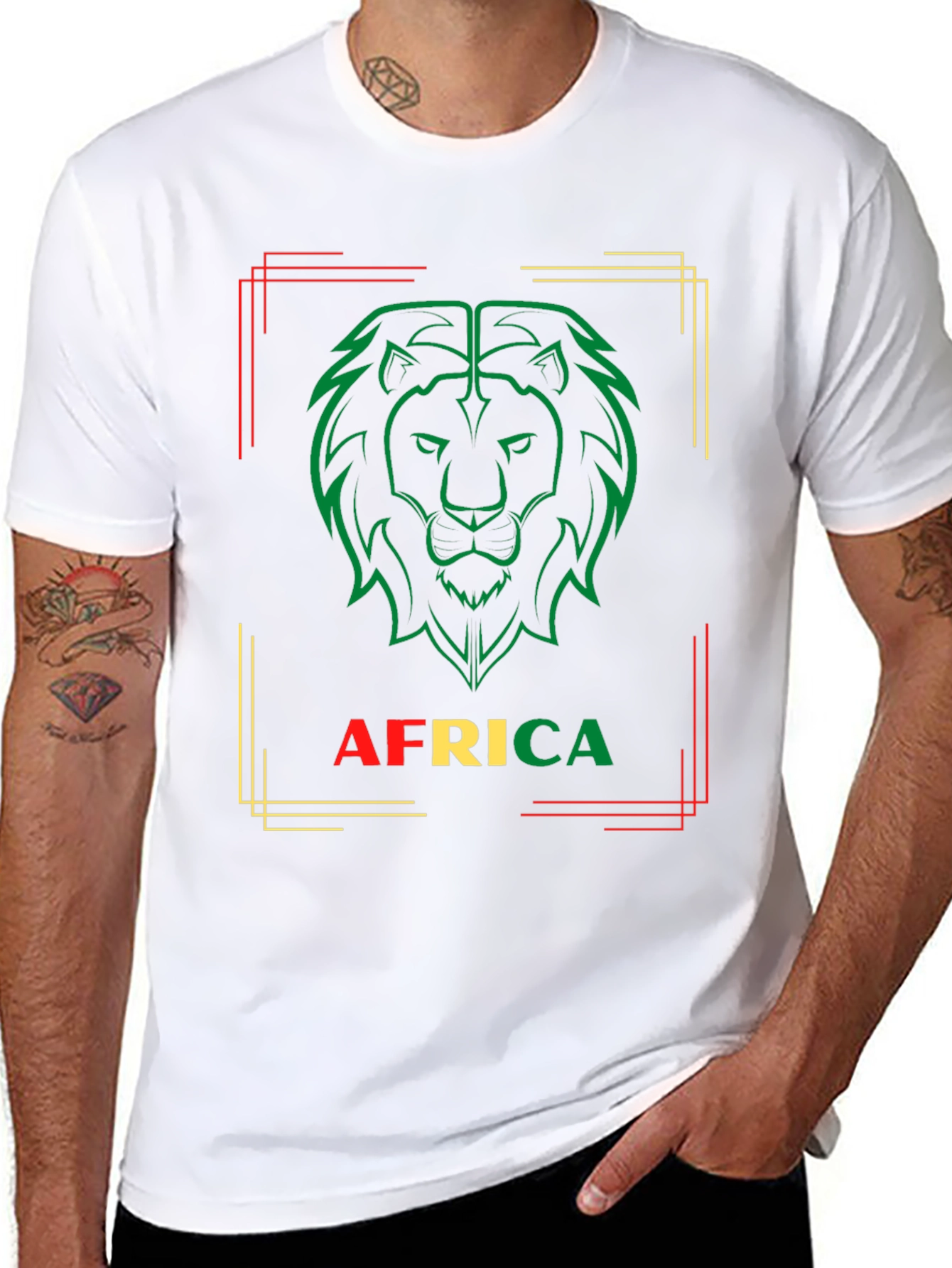 Africa Lion Graphic Tee - Black Crew Neck T-Shirt
