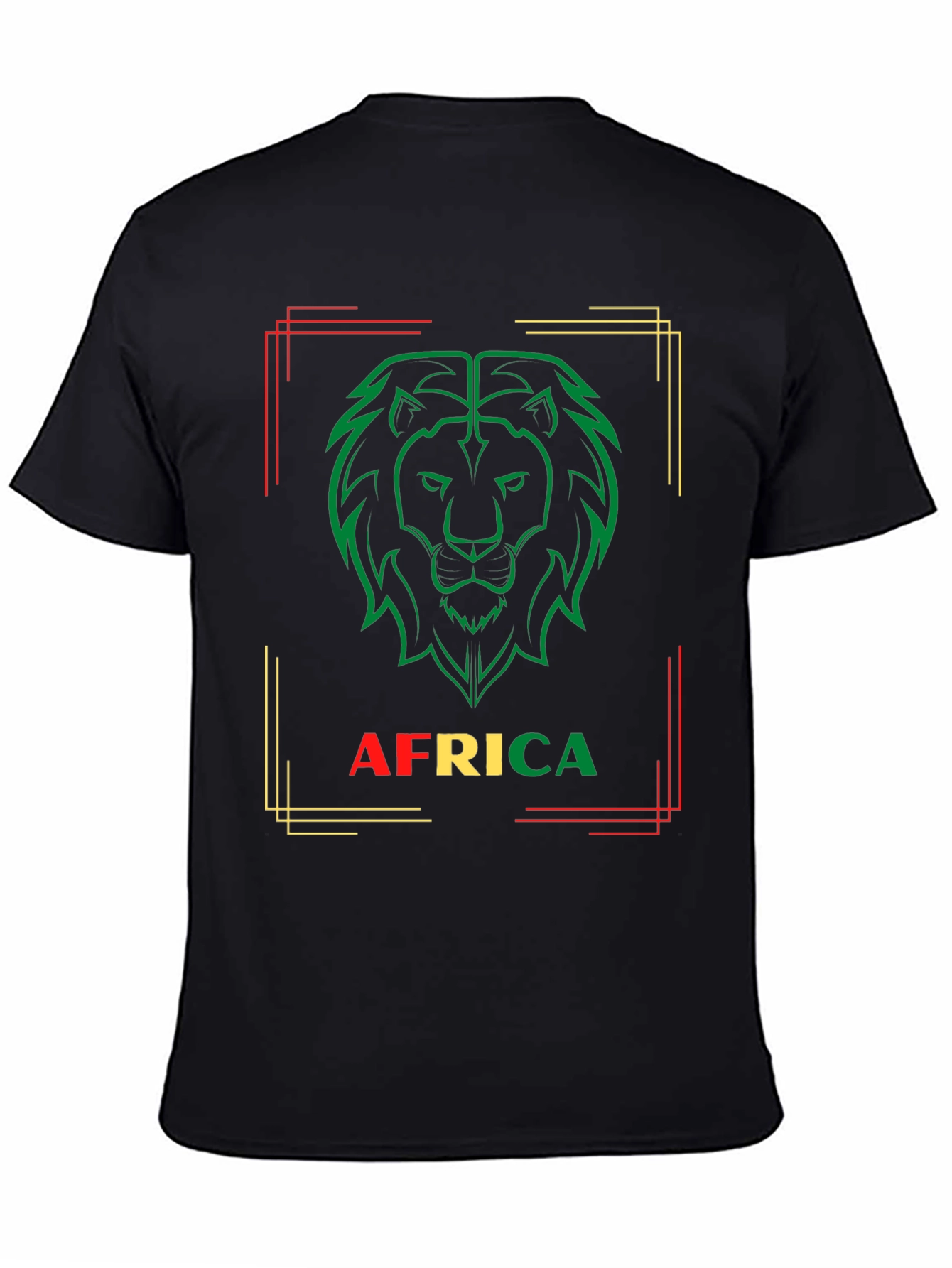 Africa Lion Graphic Tee - Black Crew Neck T-Shirt
