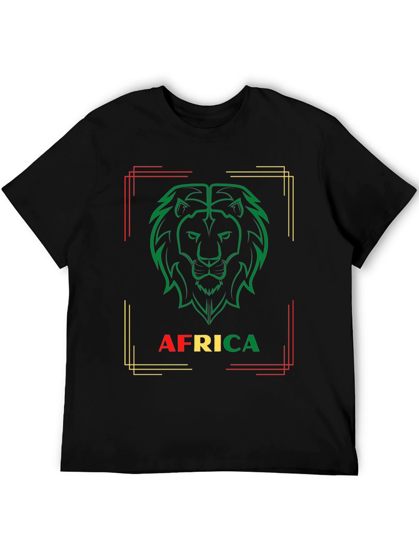 Africa Lion Graphic Tee - Black Crew Neck T-Shirt