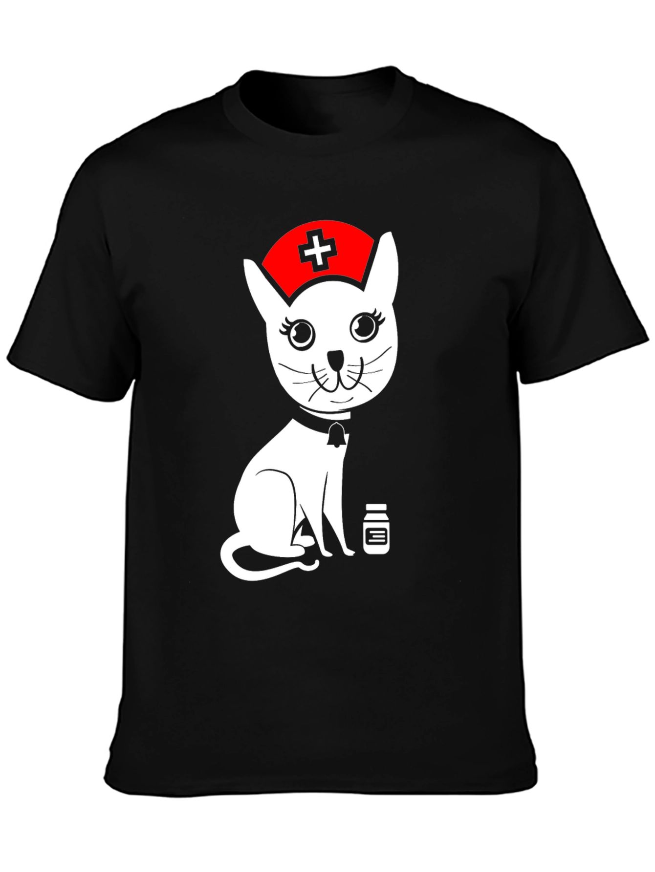 Nurse Cat Graphic T-Shirt - Unisex Black Tee