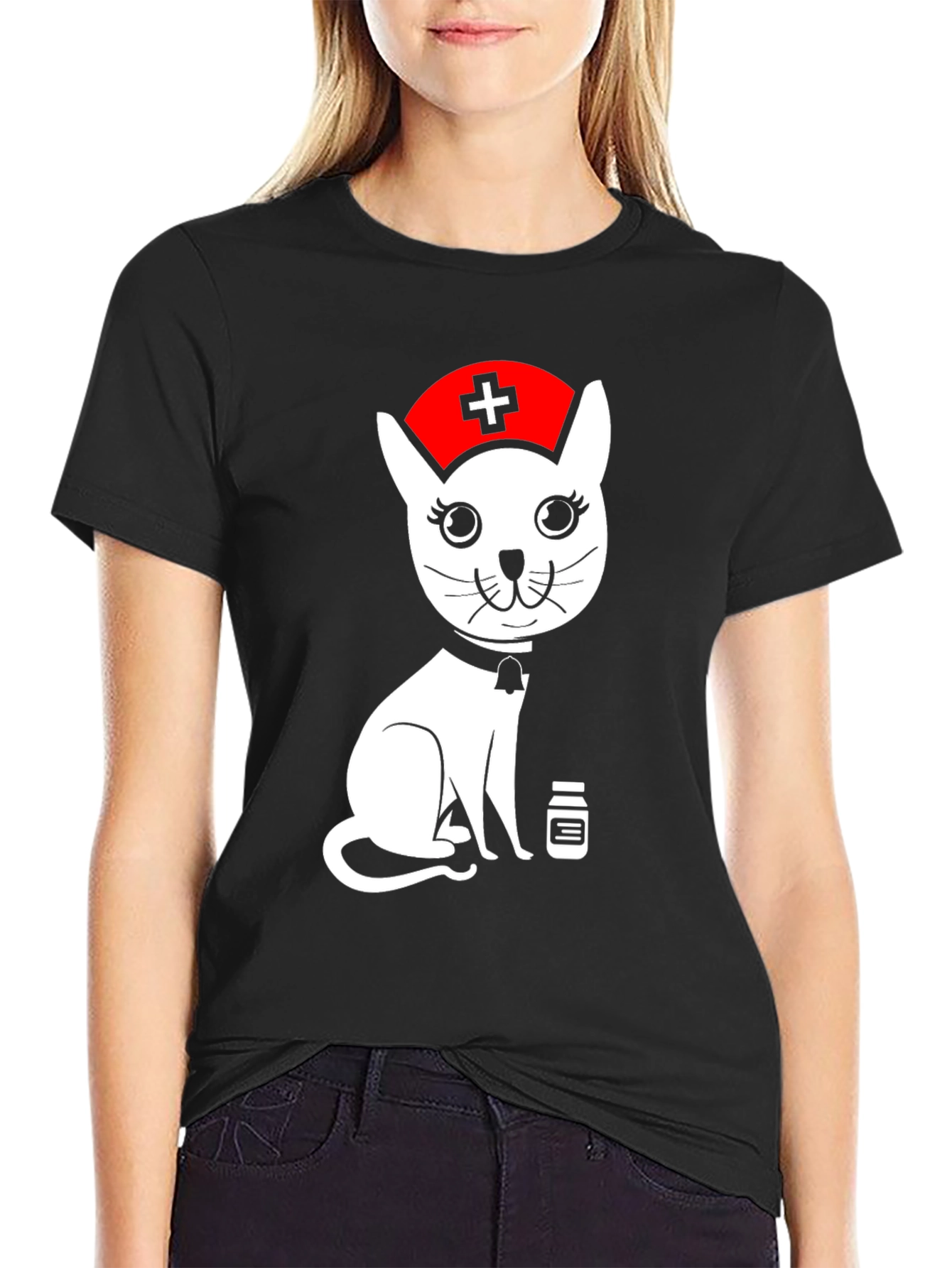 Nurse Cat Graphic T-Shirt - Unisex Black Tee