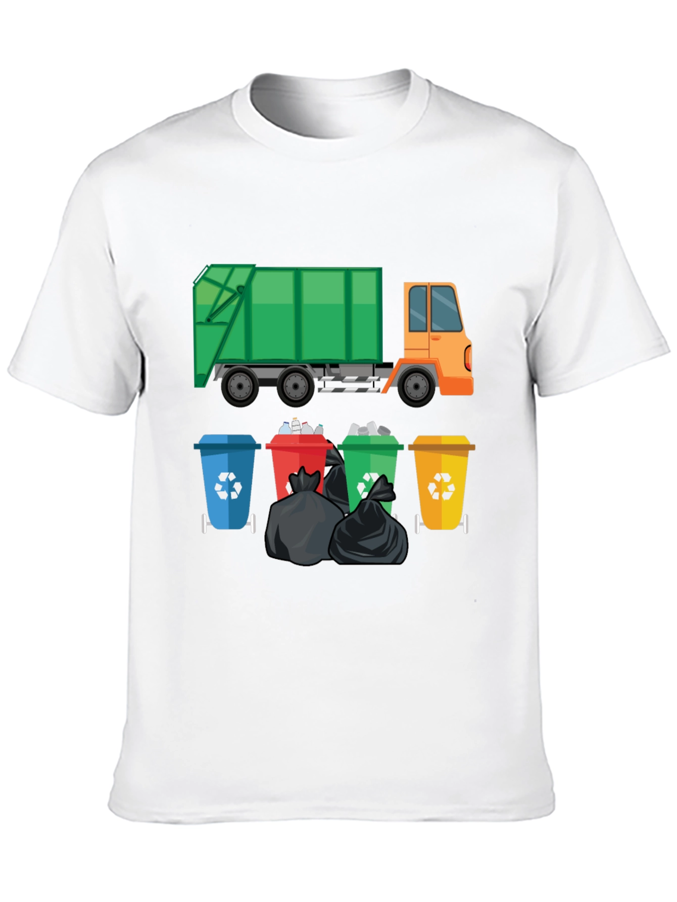 Garbage Truck & Recycling Bins Graphic T-Shirt