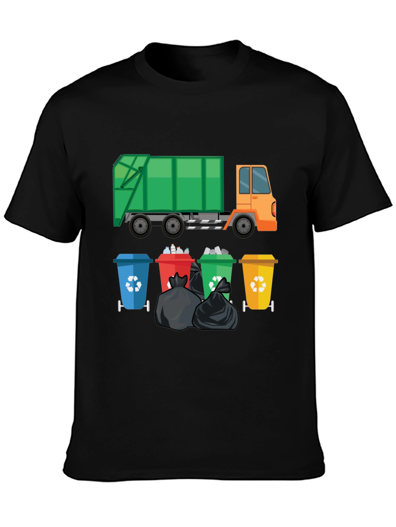 Garbage Truck & Recycling Bins Graphic T-Shirt