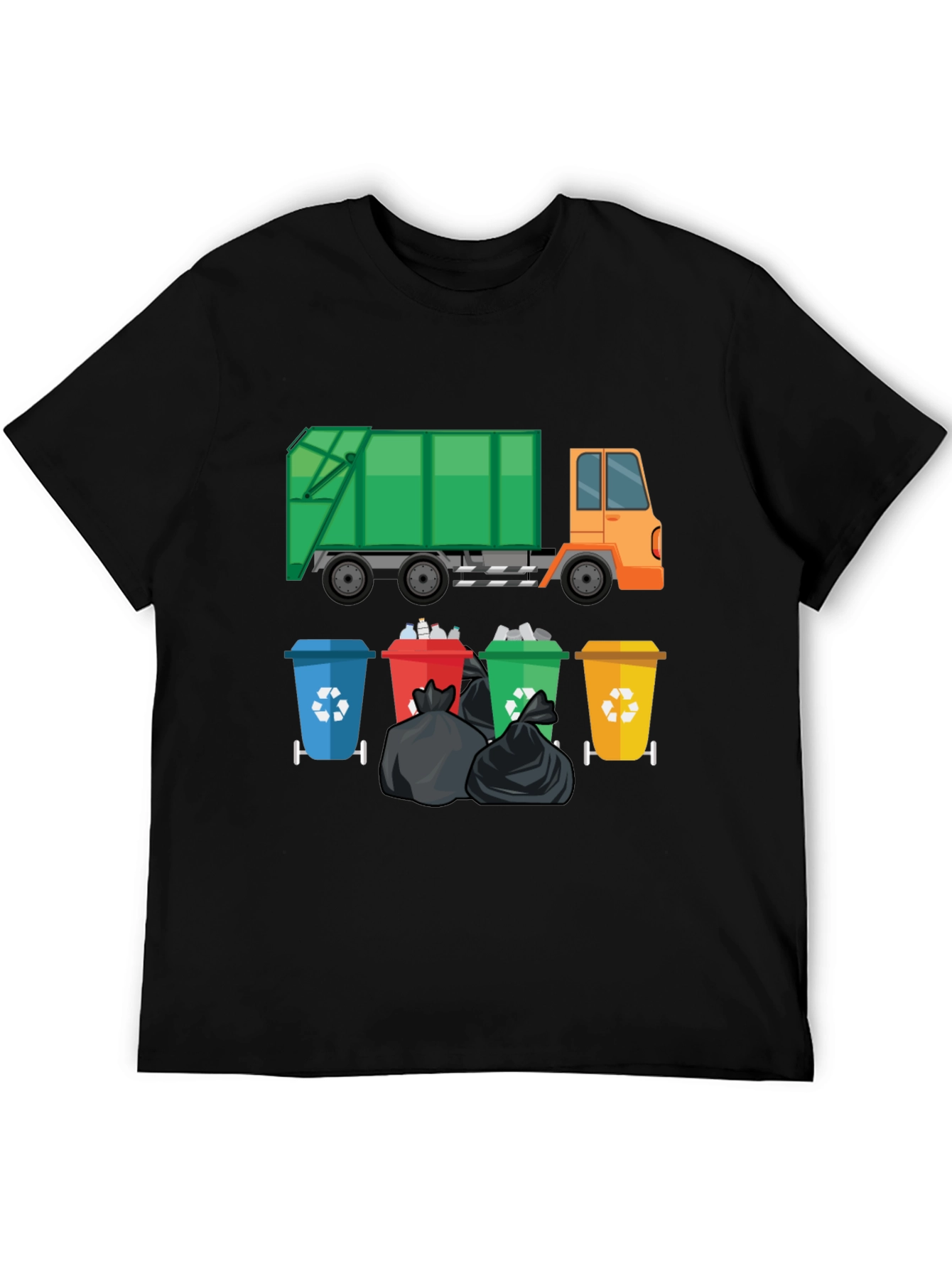 Garbage Truck & Recycling Bins Graphic T-Shirt