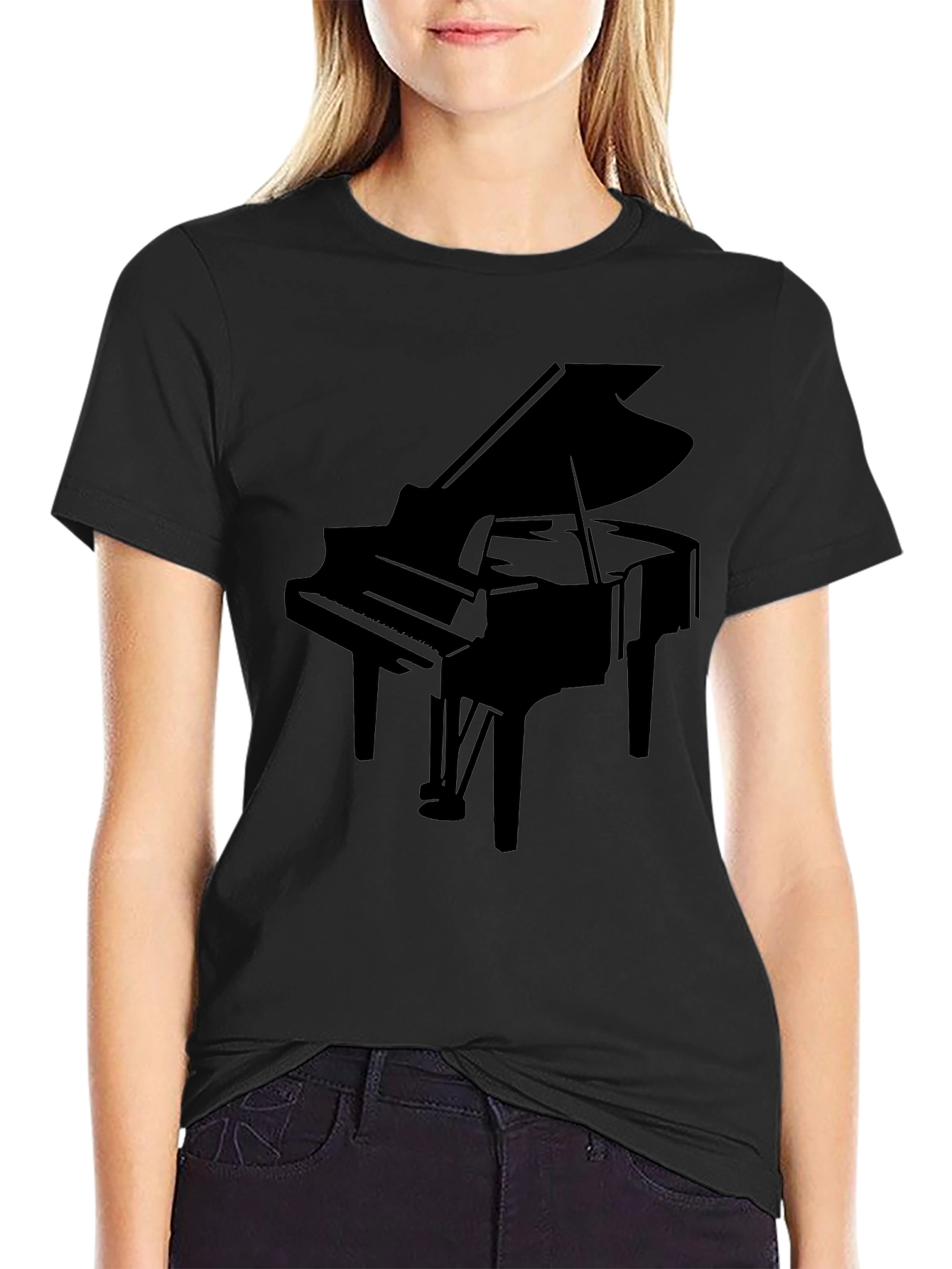 Grand Piano Silhouette Black T-Shirt
