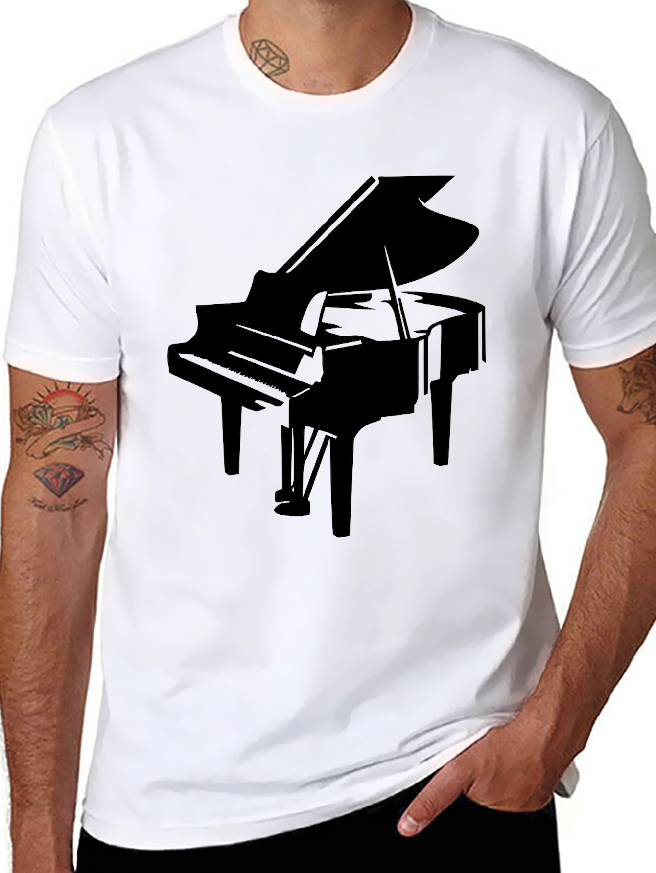 Grand Piano Silhouette Black T-Shirt
