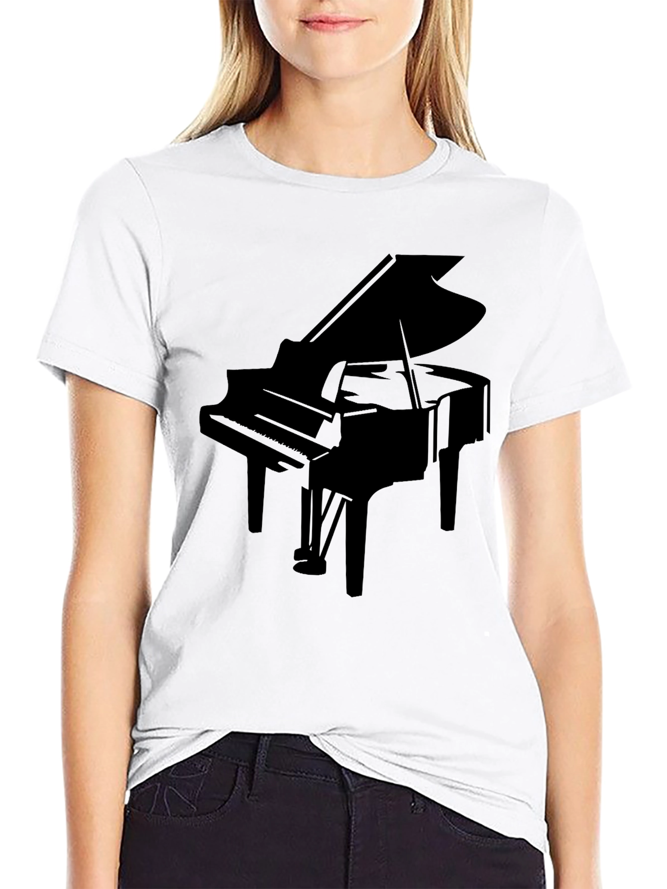 Grand Piano Silhouette Black T-Shirt
