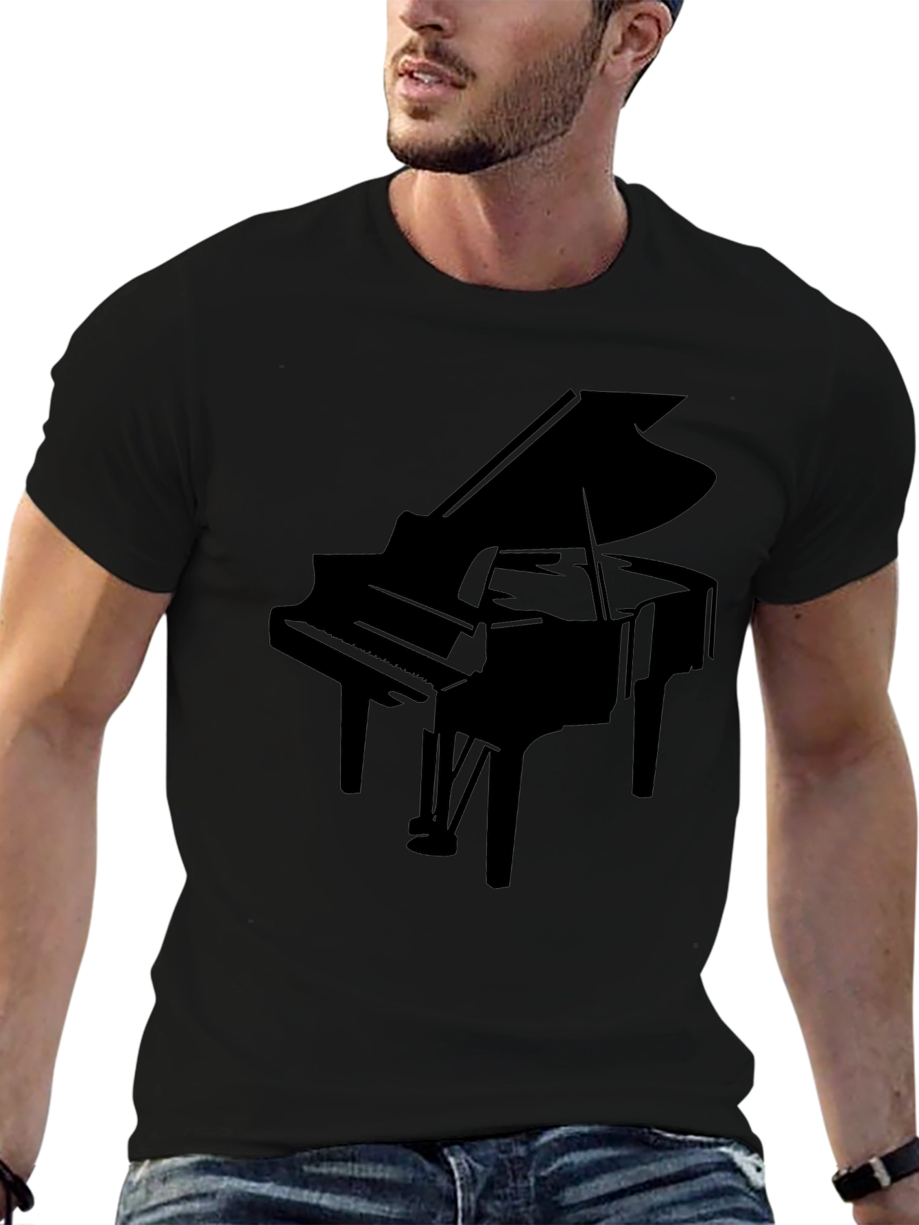 Grand Piano Silhouette Black T-Shirt