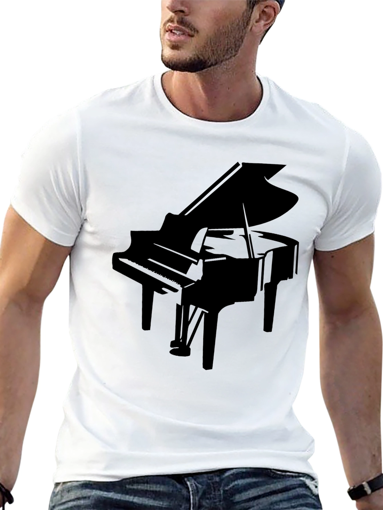 Grand Piano Silhouette Black T-Shirt
