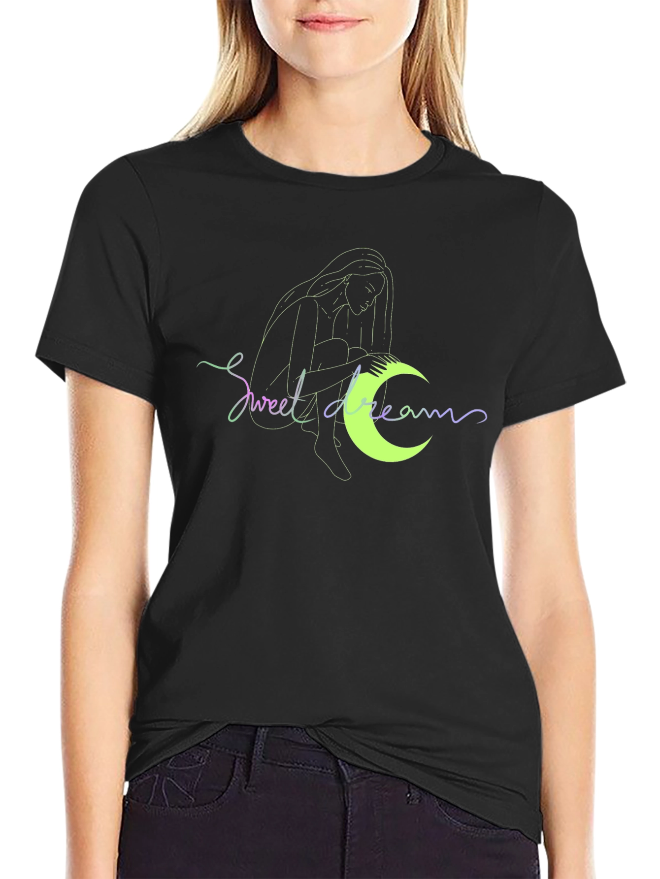 Sweet Dreams Graphic Tee - Black Casual T-Shirt
