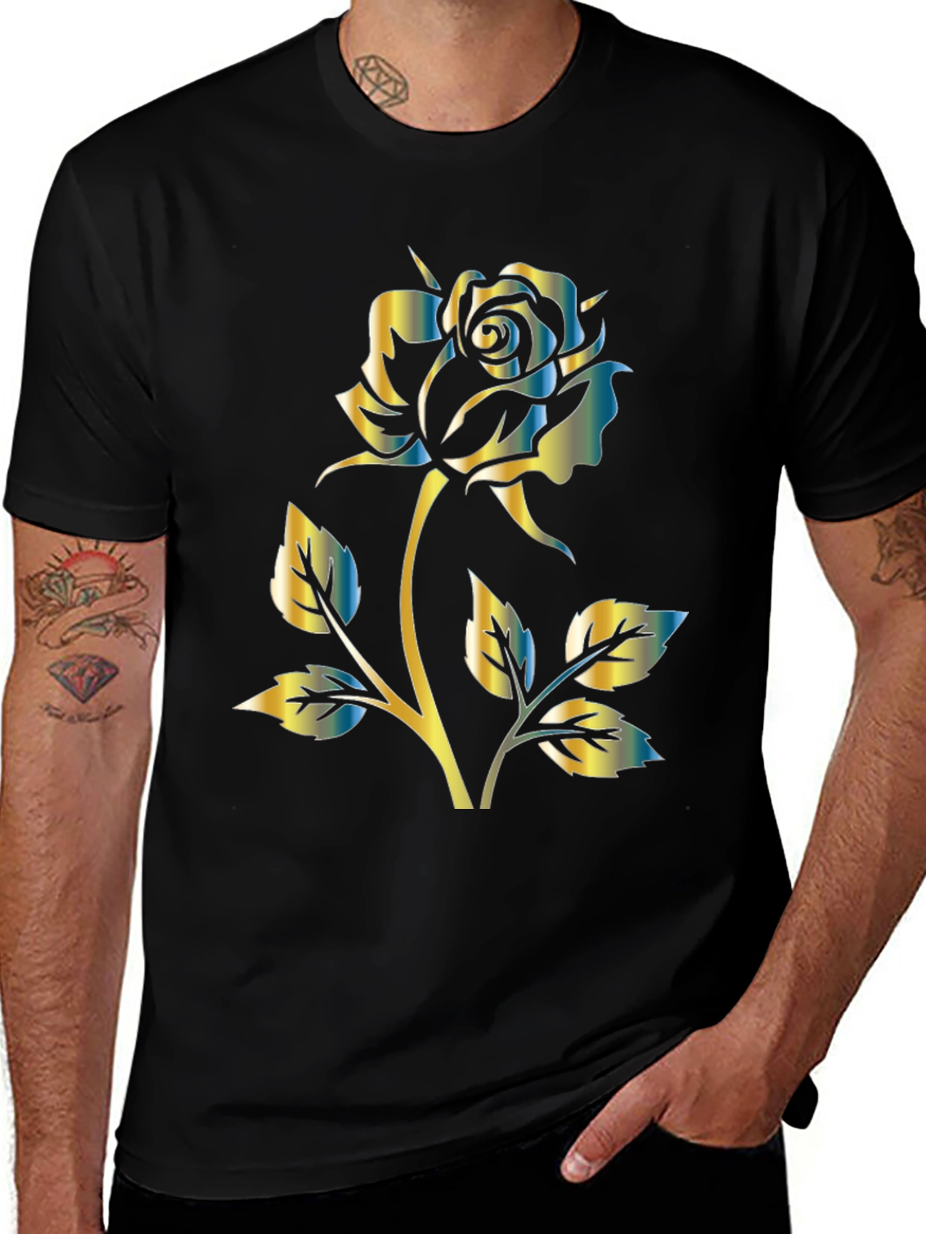 Rose Graphic Black T-Shirt