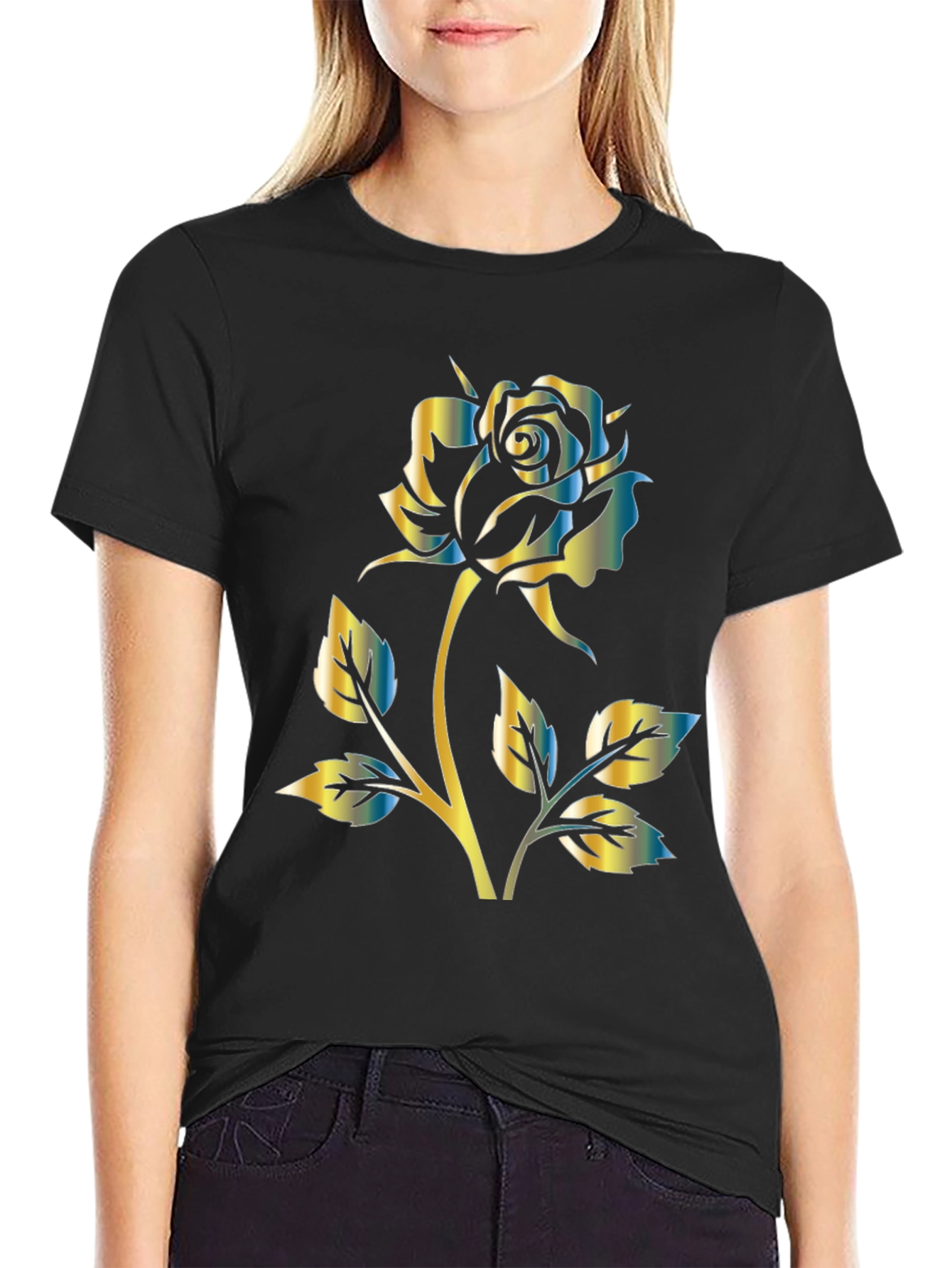 Rose Graphic Black T-Shirt