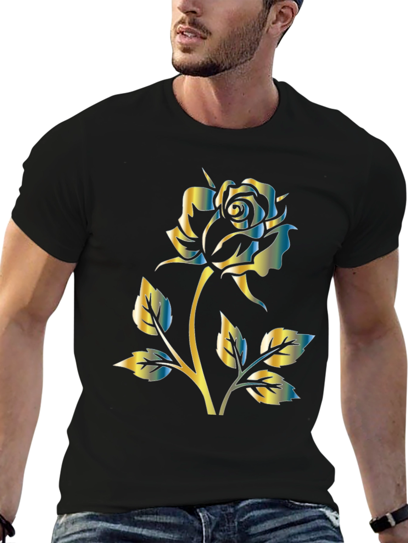 Rose Graphic Black T-Shirt