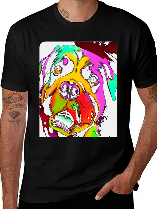 Colorful Rottweiler Graphic Tee - Artistic Dog Lover T-Shirt