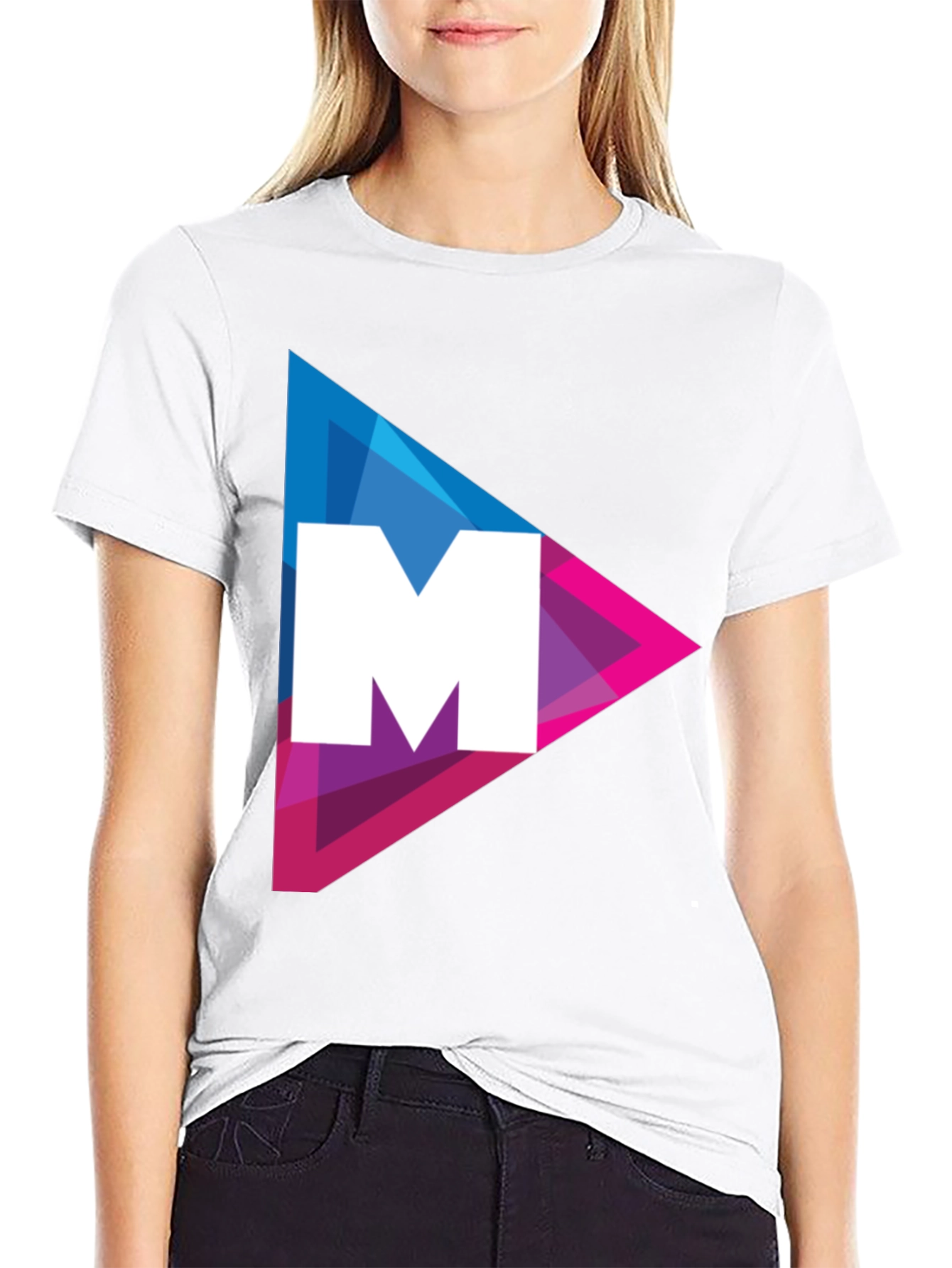 Modern Triangle M Graphic Tee - Black Cotton Shirt