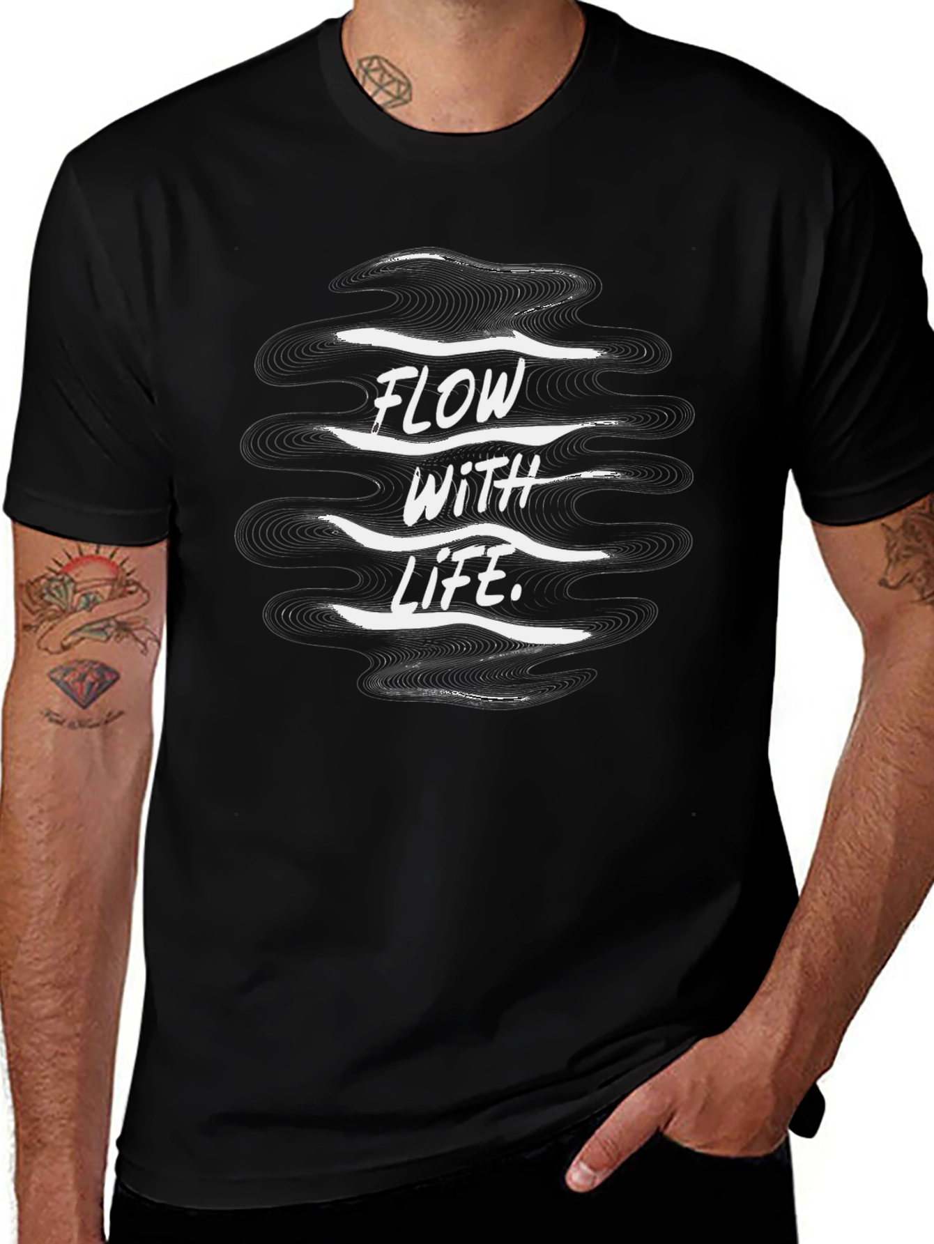 Flow With Life Black Graphic Tee