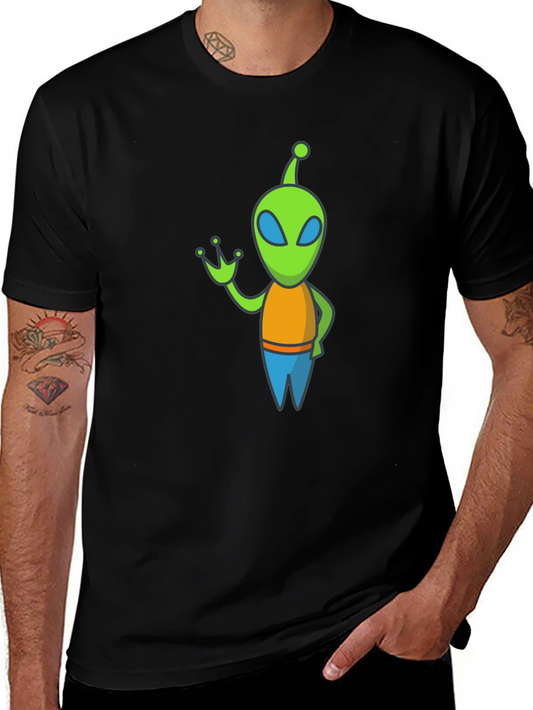 Alien Graphic Tee - Black Cotton Blend