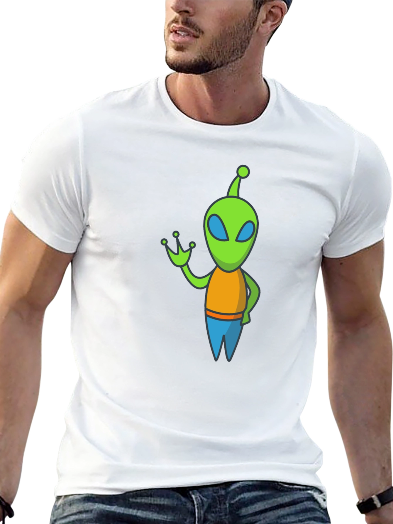 Alien Graphic Tee - Black Cotton Blend