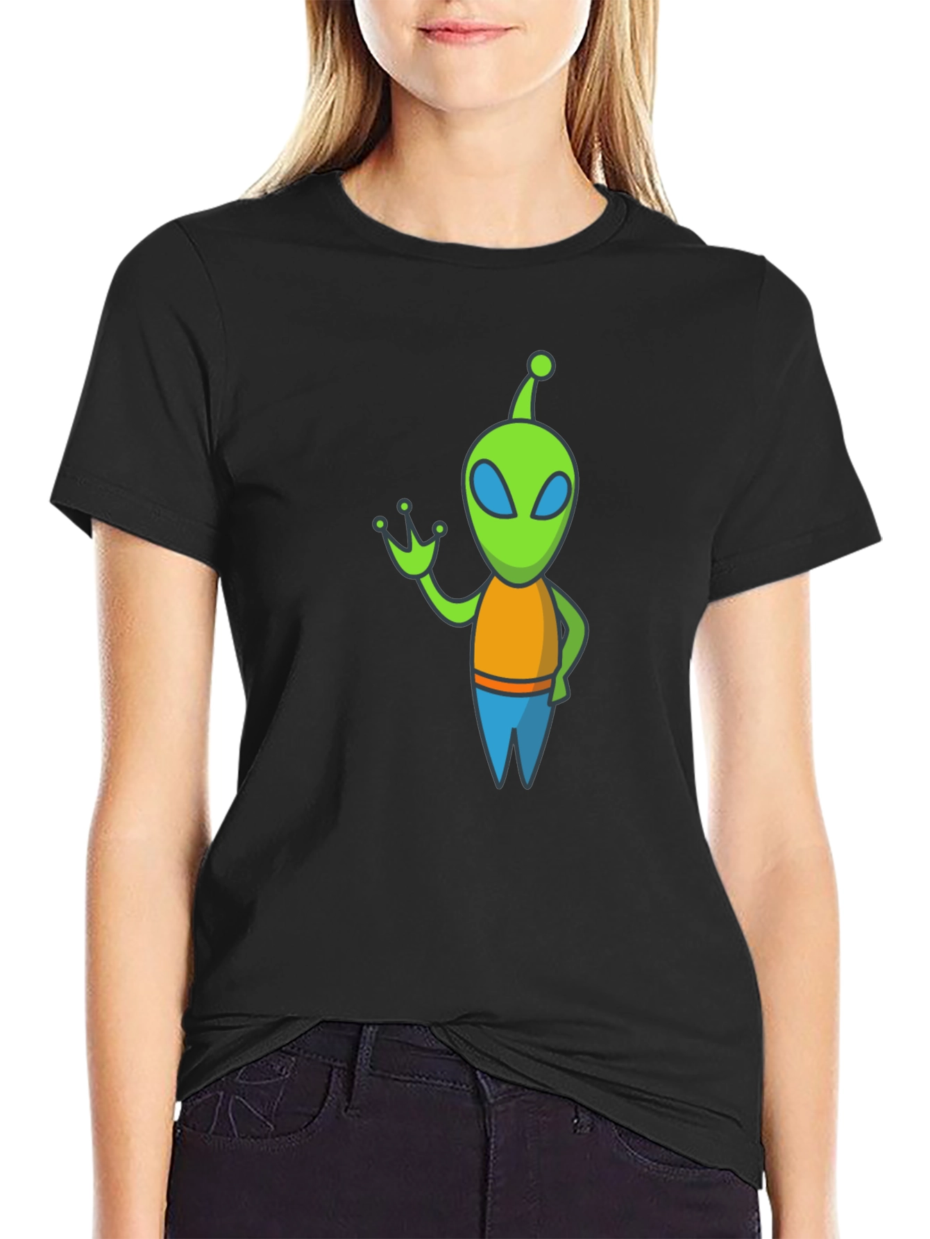 Alien Graphic Tee - Black Cotton Blend