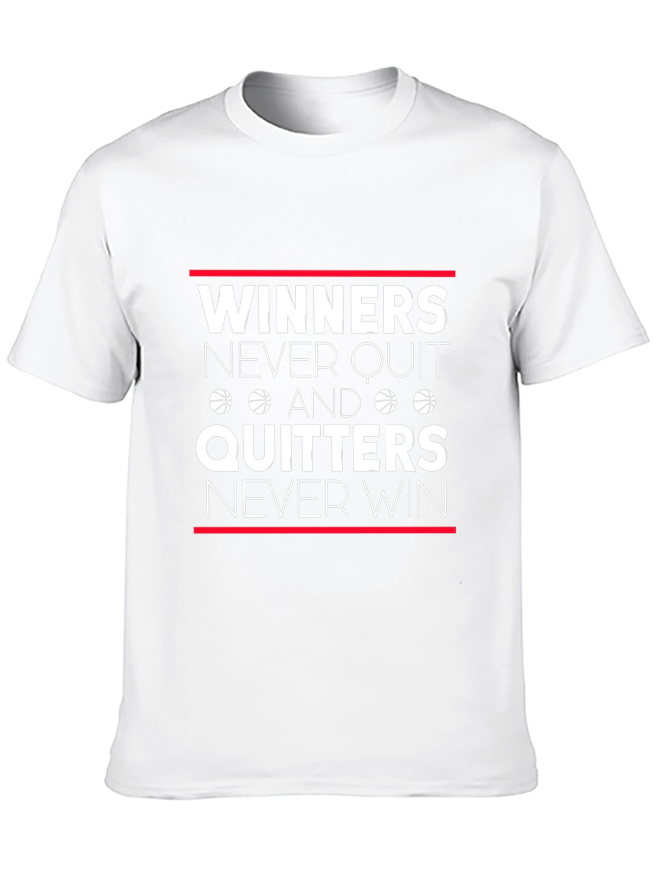 Winners Never Quit T-Shirt - Motivational Basketball Tee