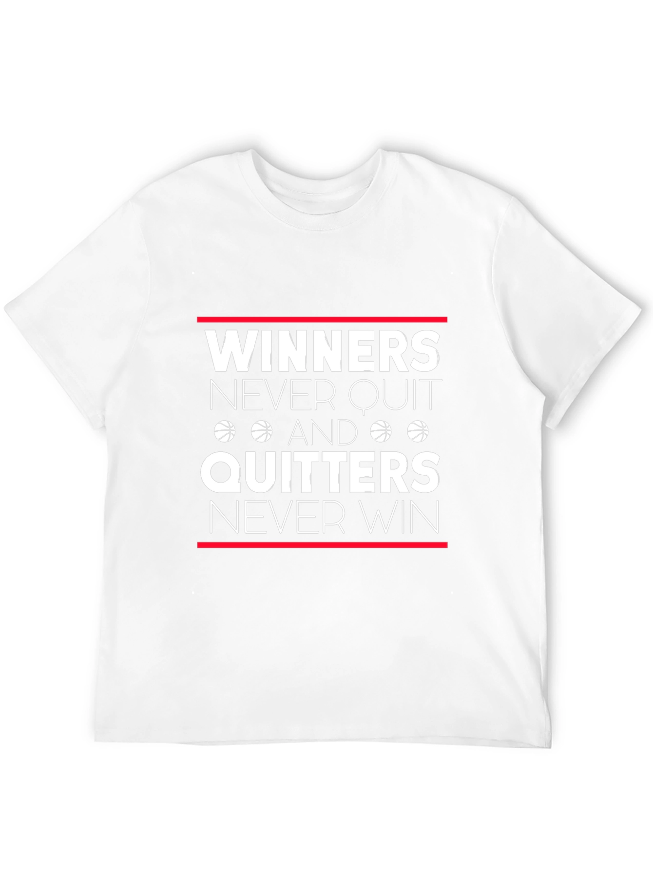 Winners Never Quit T-Shirt - Motivational Basketball Tee