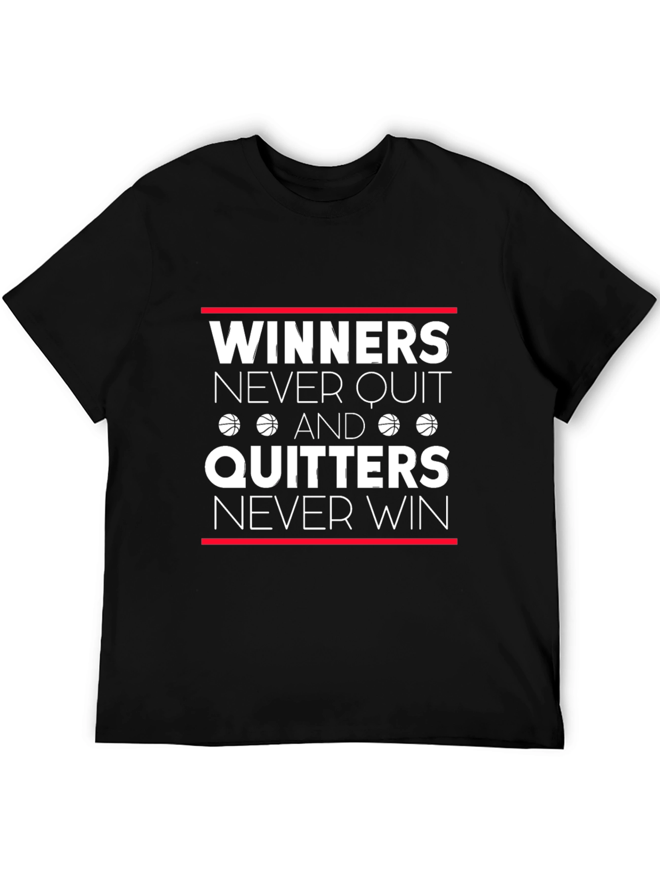Winners Never Quit T-Shirt - Motivational Basketball Tee