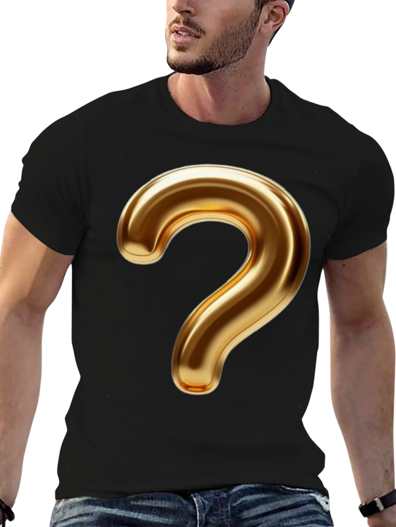Golden Question Mark Graphic T-Shirt