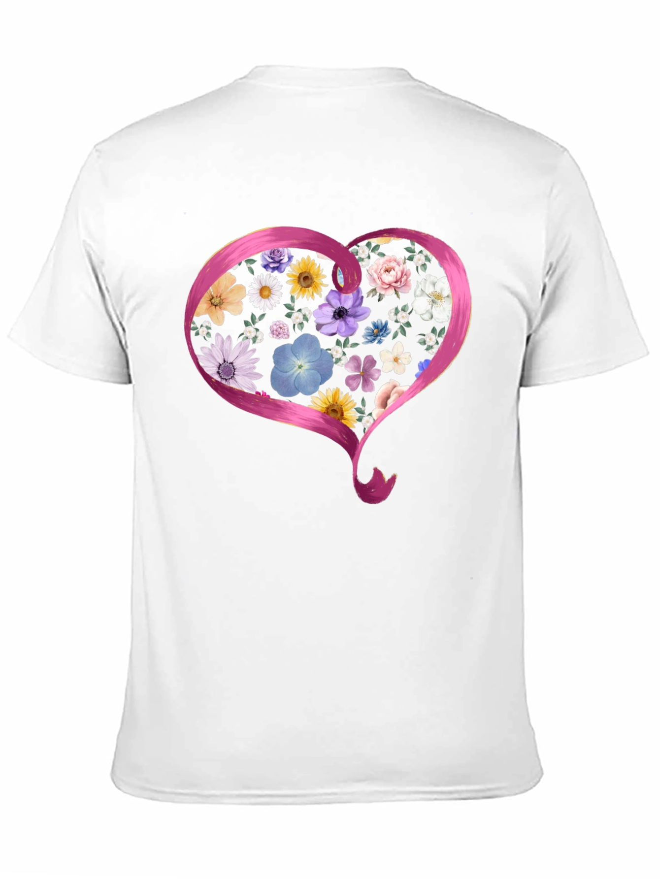 Floral Heart Graphic Black T-Shirt