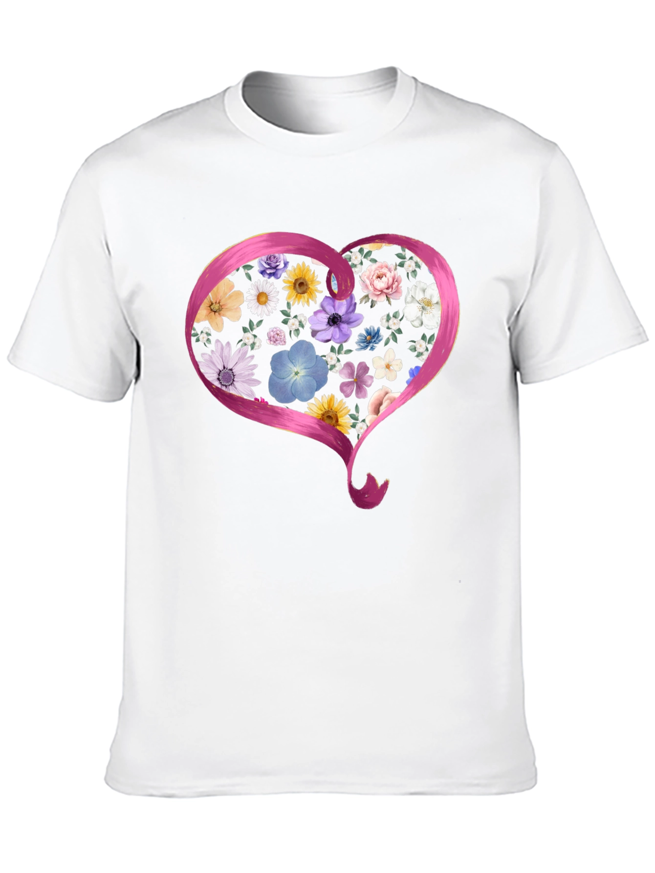 Floral Heart Graphic Black T-Shirt
