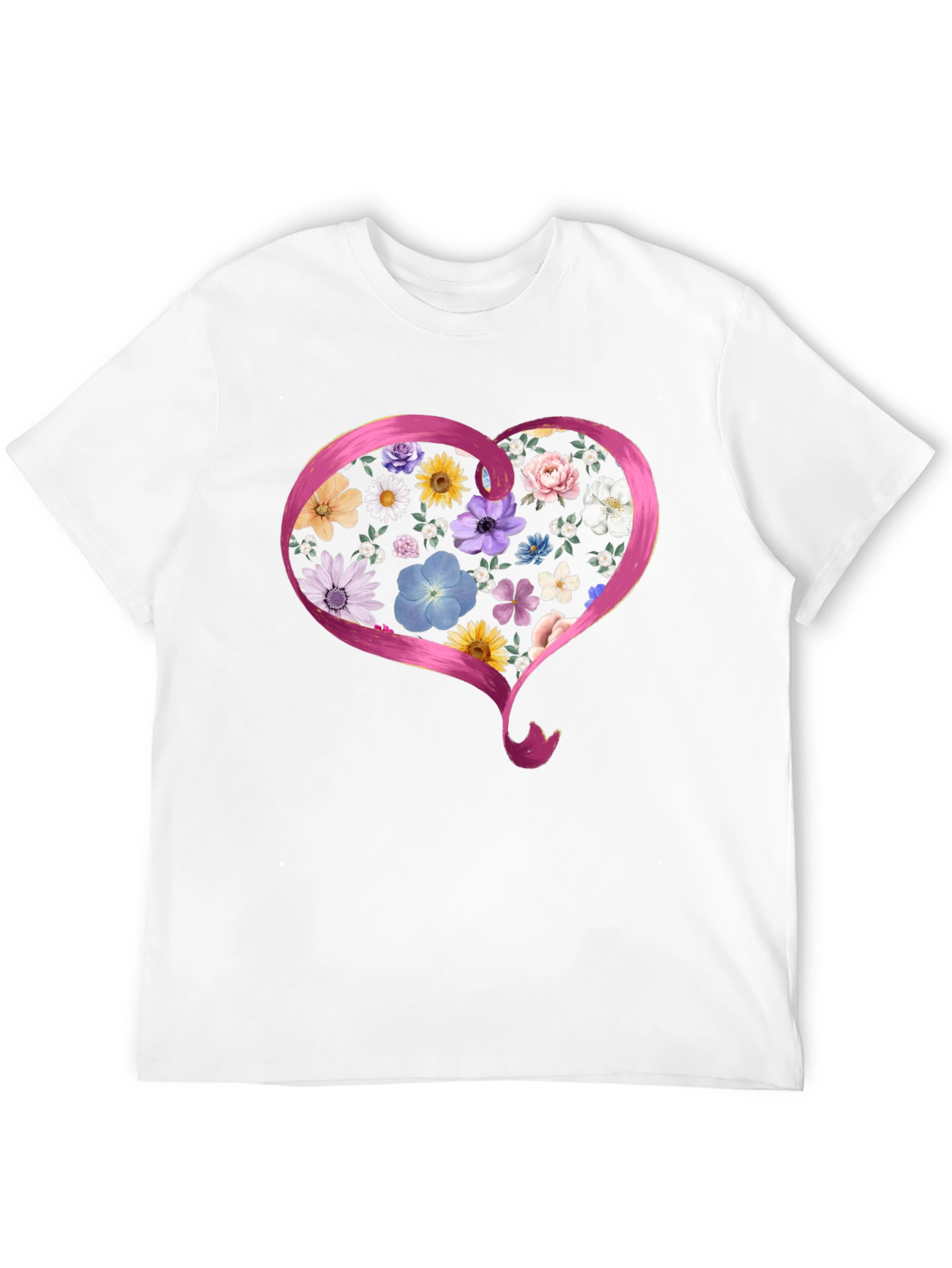 Floral Heart Graphic Black T-Shirt