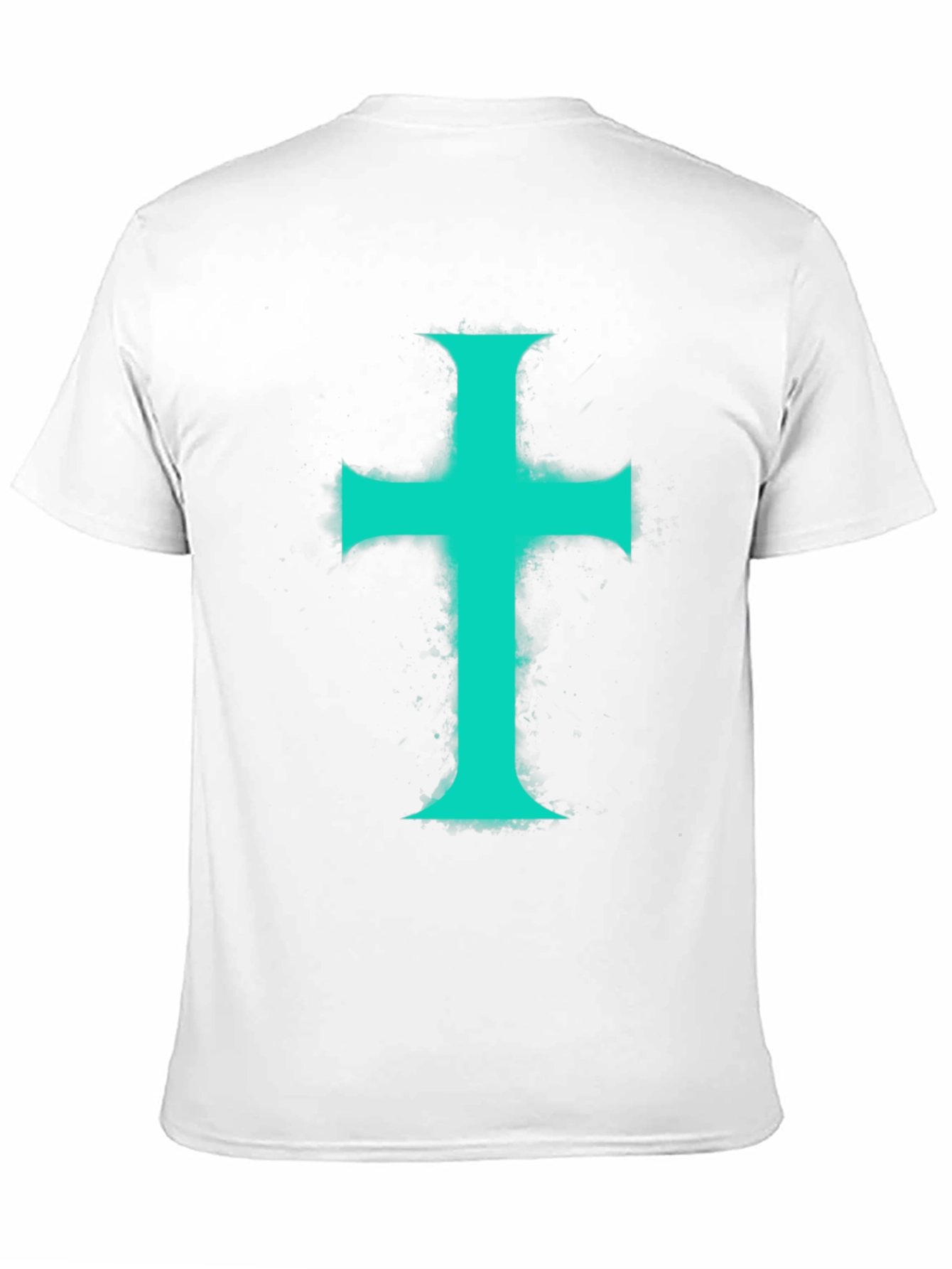 Teal Cross Graphic Print Black T-Shirt