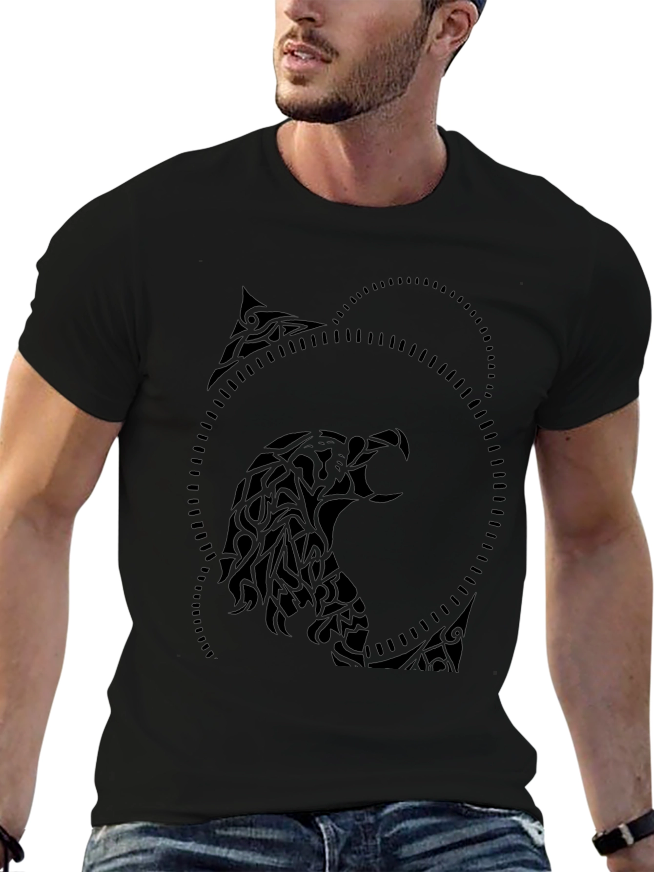 Tribal Eagle Graphic Black T-Shirt
