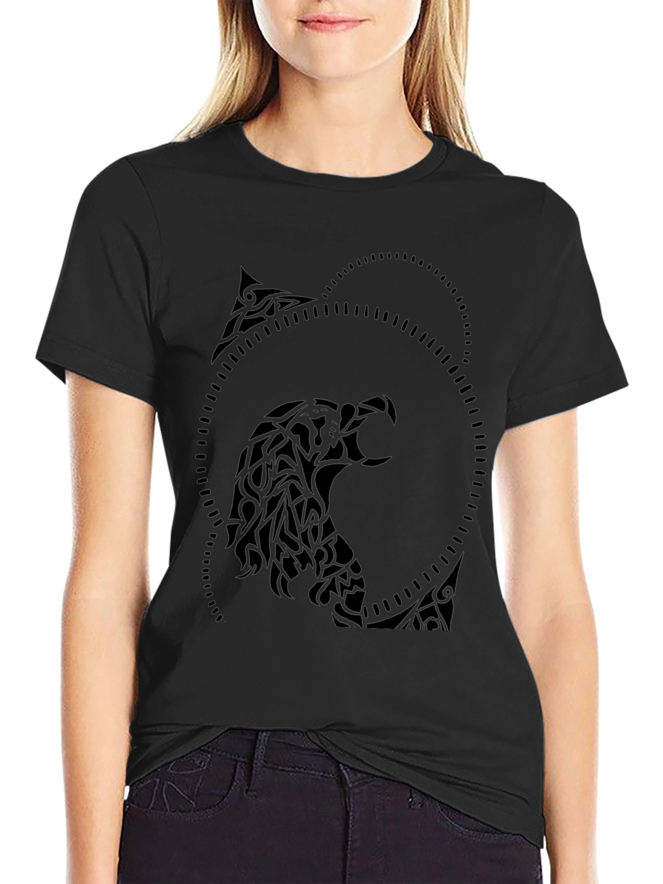 Tribal Eagle Graphic Black T-Shirt
