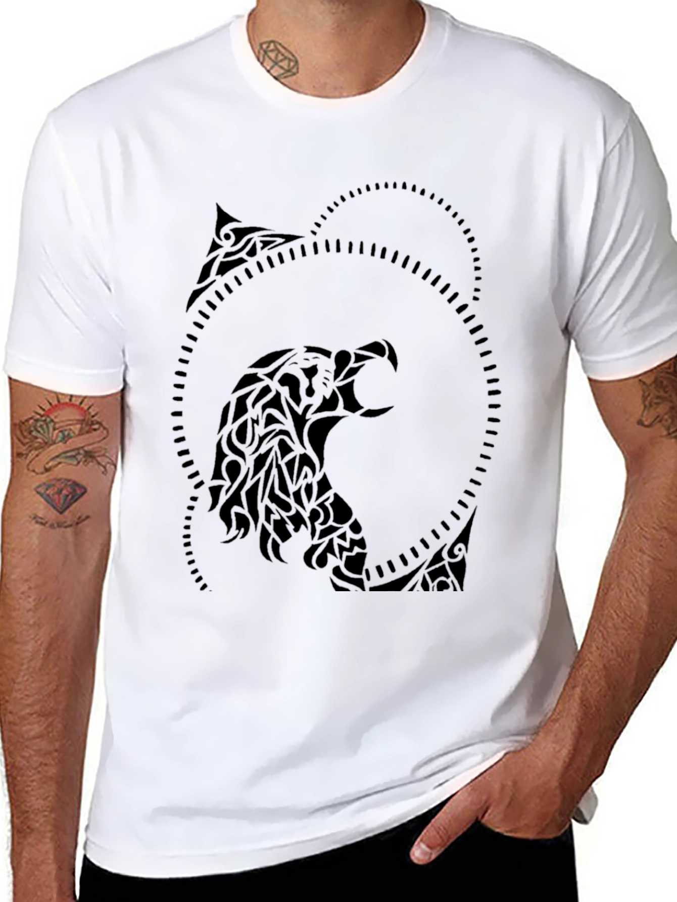 Tribal Eagle Graphic Black T-Shirt