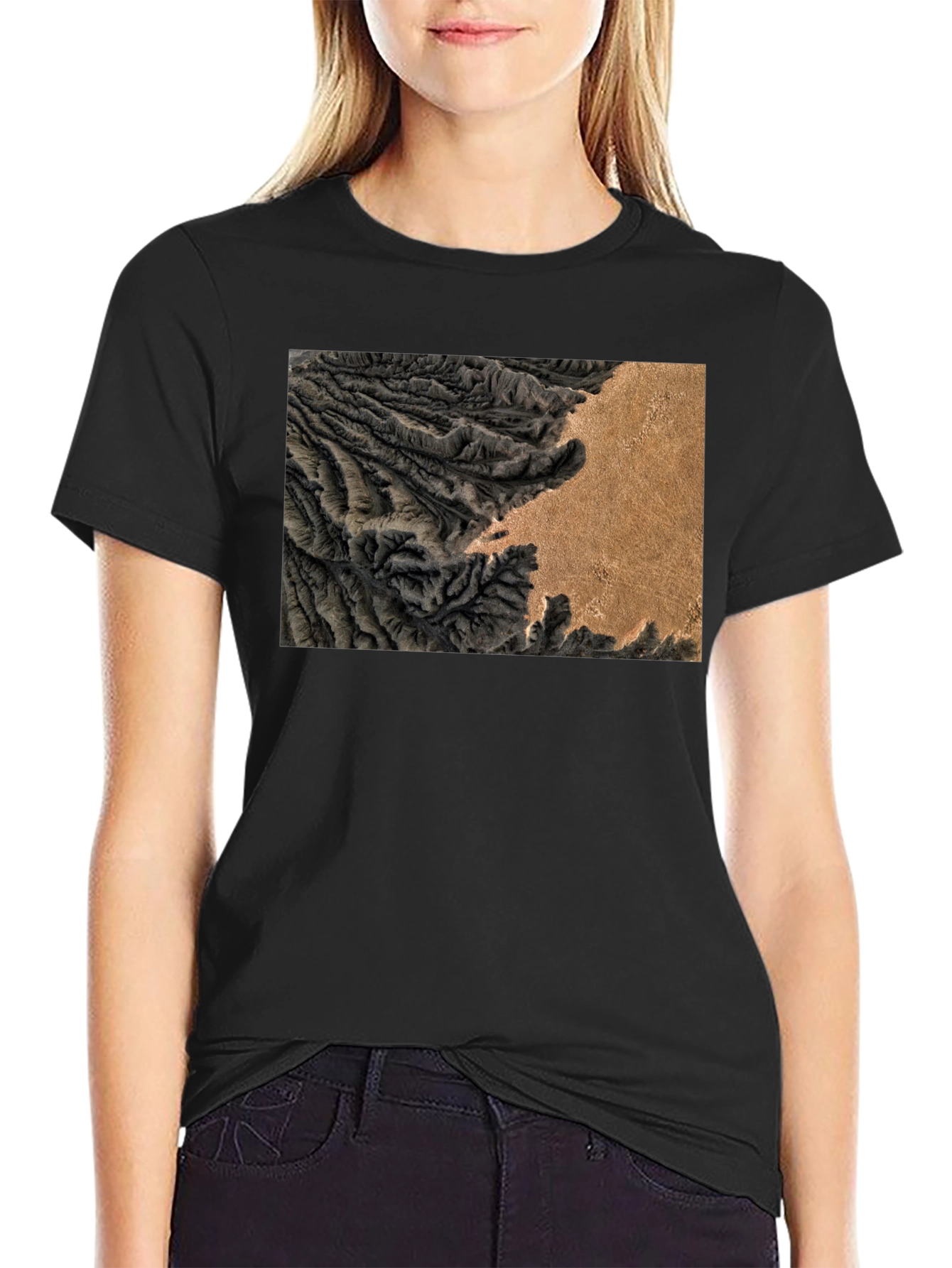 Terrain Map Graphic Black T-Shirt