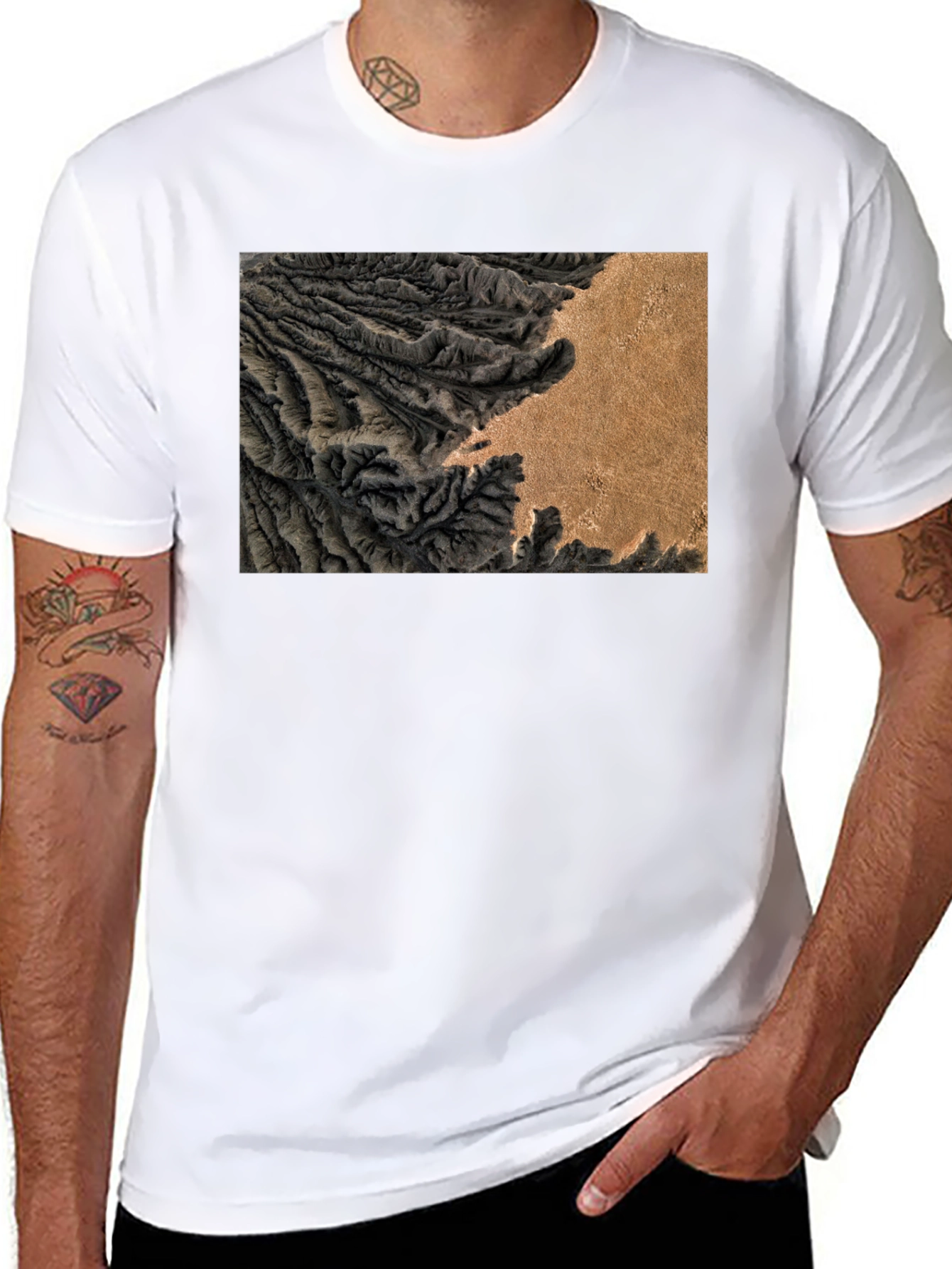 Terrain Map Graphic Black T-Shirt