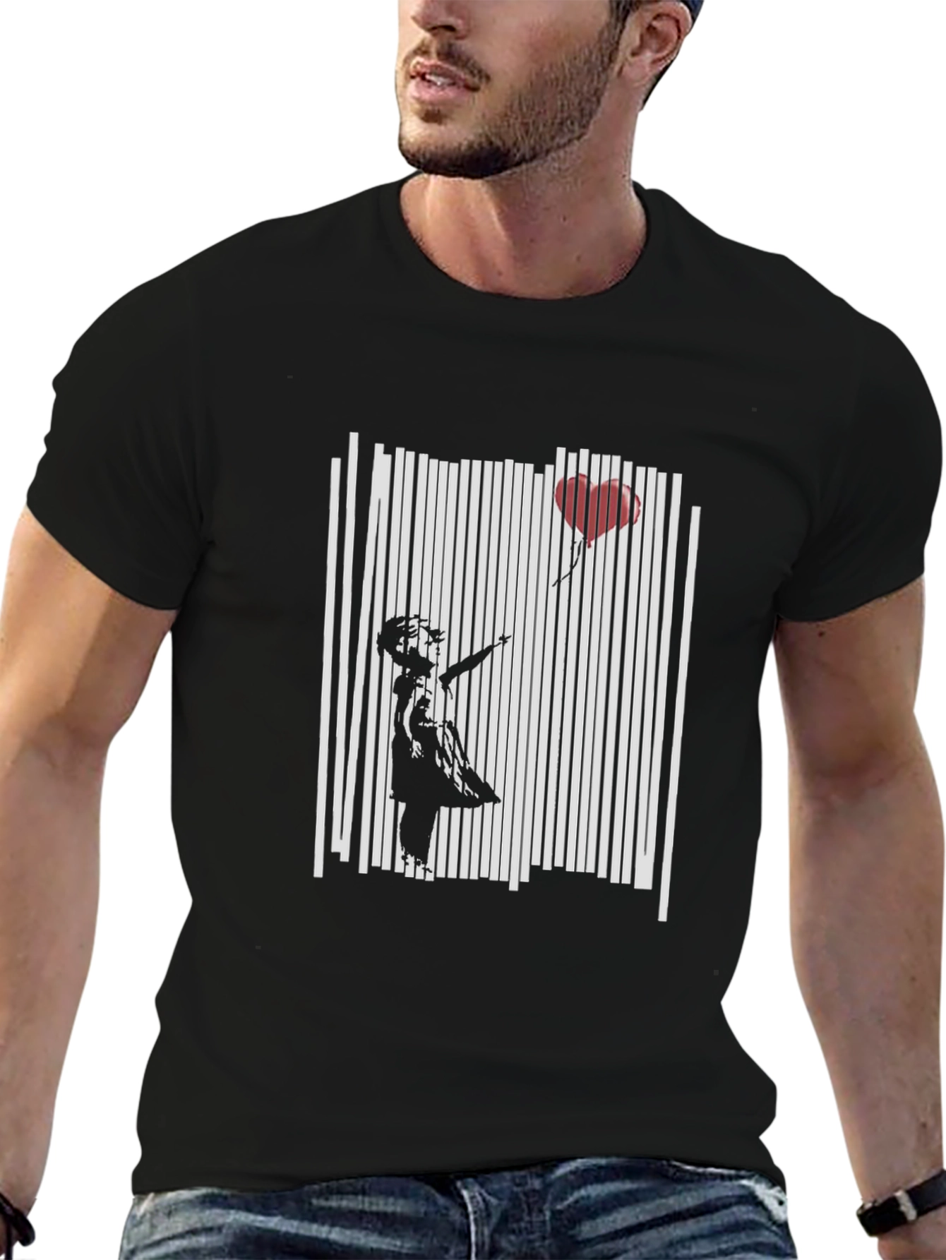 Banksy Girl with Balloon Black T-Shirt