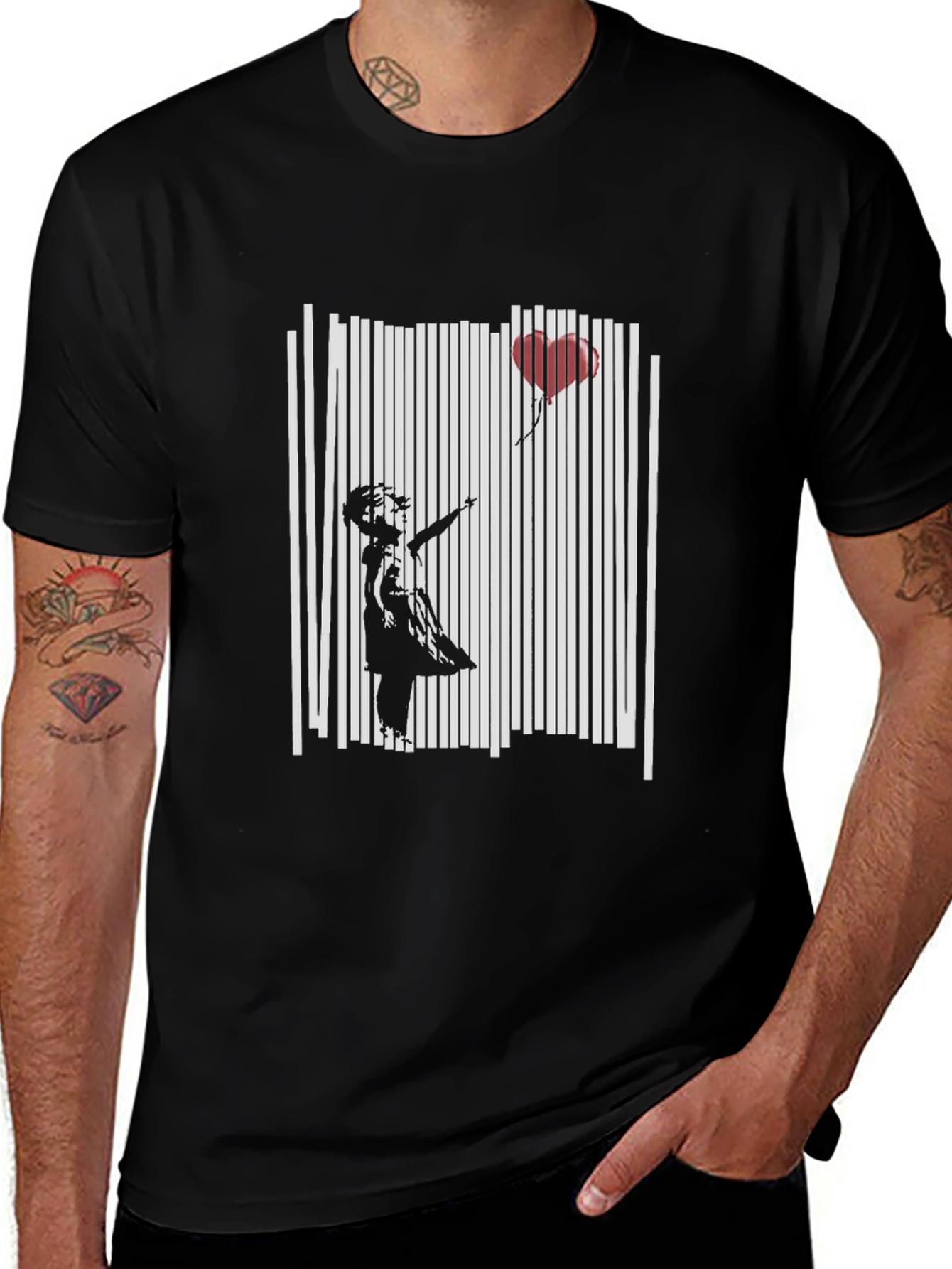 Banksy Girl with Balloon Black T-Shirt