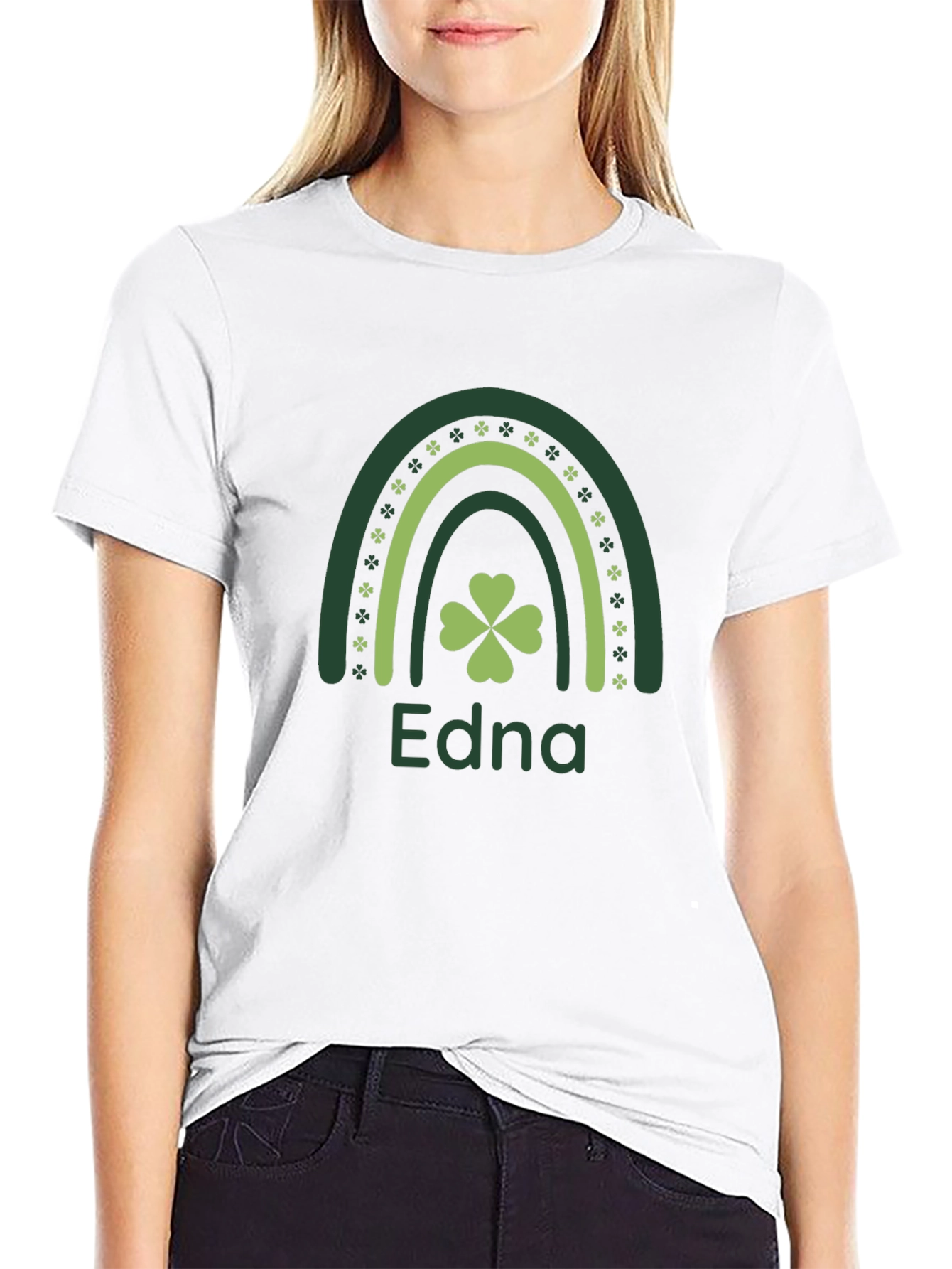 St. Patricks Day Edna Rainbow Clover T-Shirt