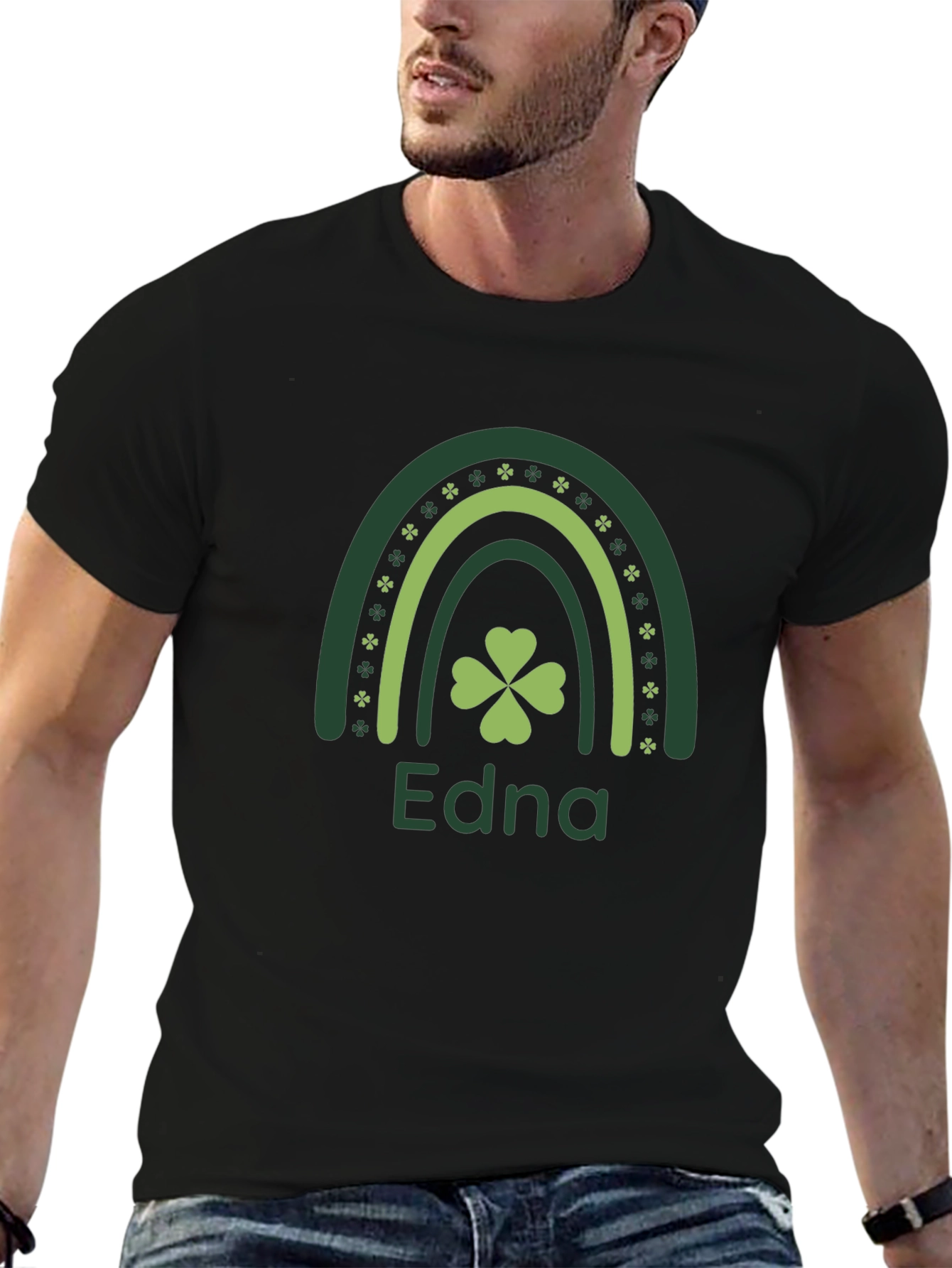St. Patricks Day Edna Rainbow Clover T-Shirt