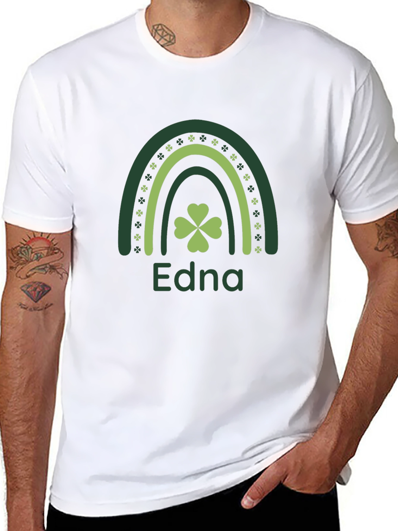 St. Patricks Day Edna Rainbow Clover T-Shirt