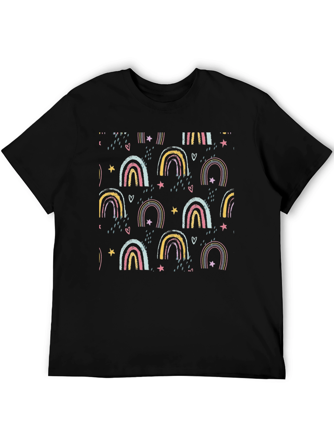 Rainbow Pattern Black T-Shirt