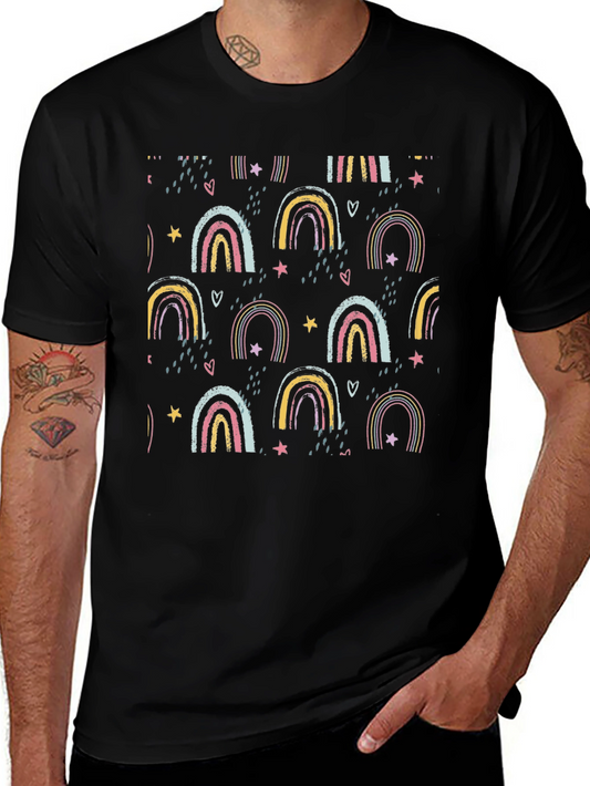 Rainbow Pattern Black T-Shirt