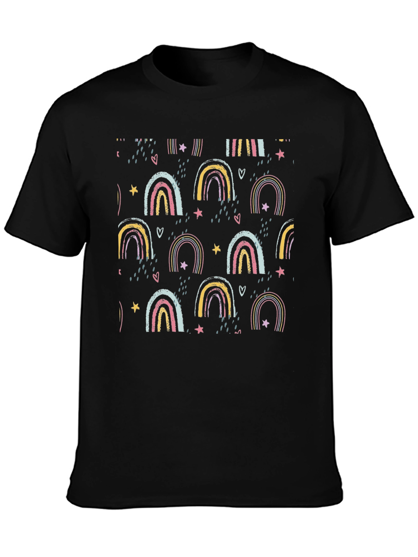 Rainbow Pattern Black T-Shirt
